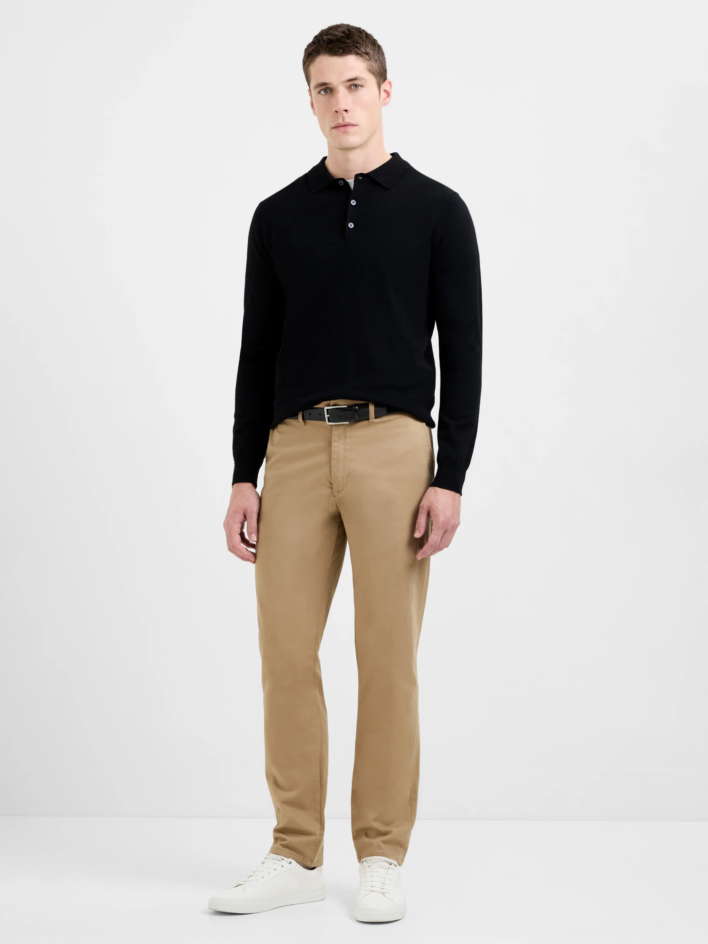 3 Button Long Sleeve Knit Polo Shirt - Image 2