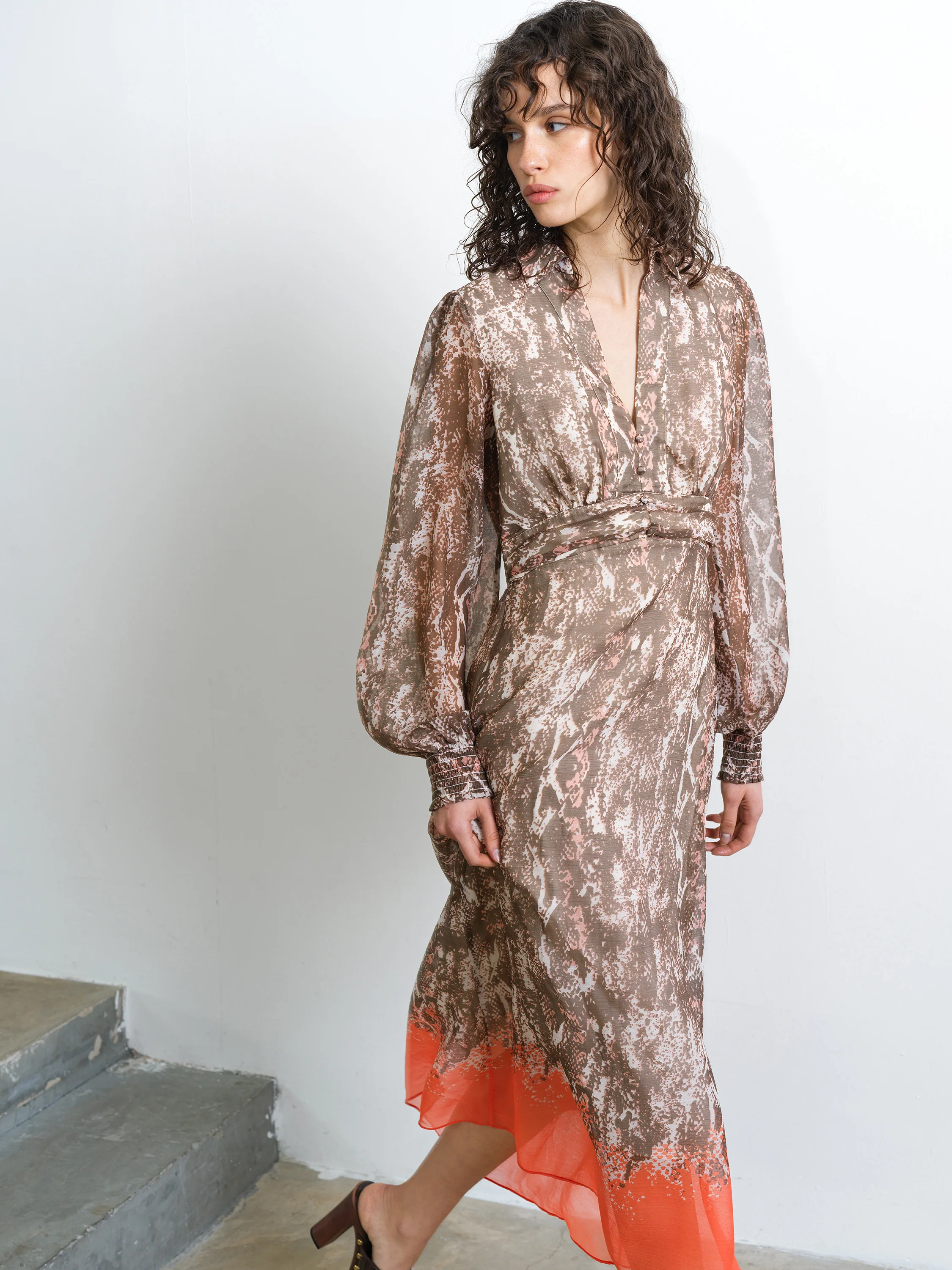 Adele Emina Chiffon Midi Dress - Image 3