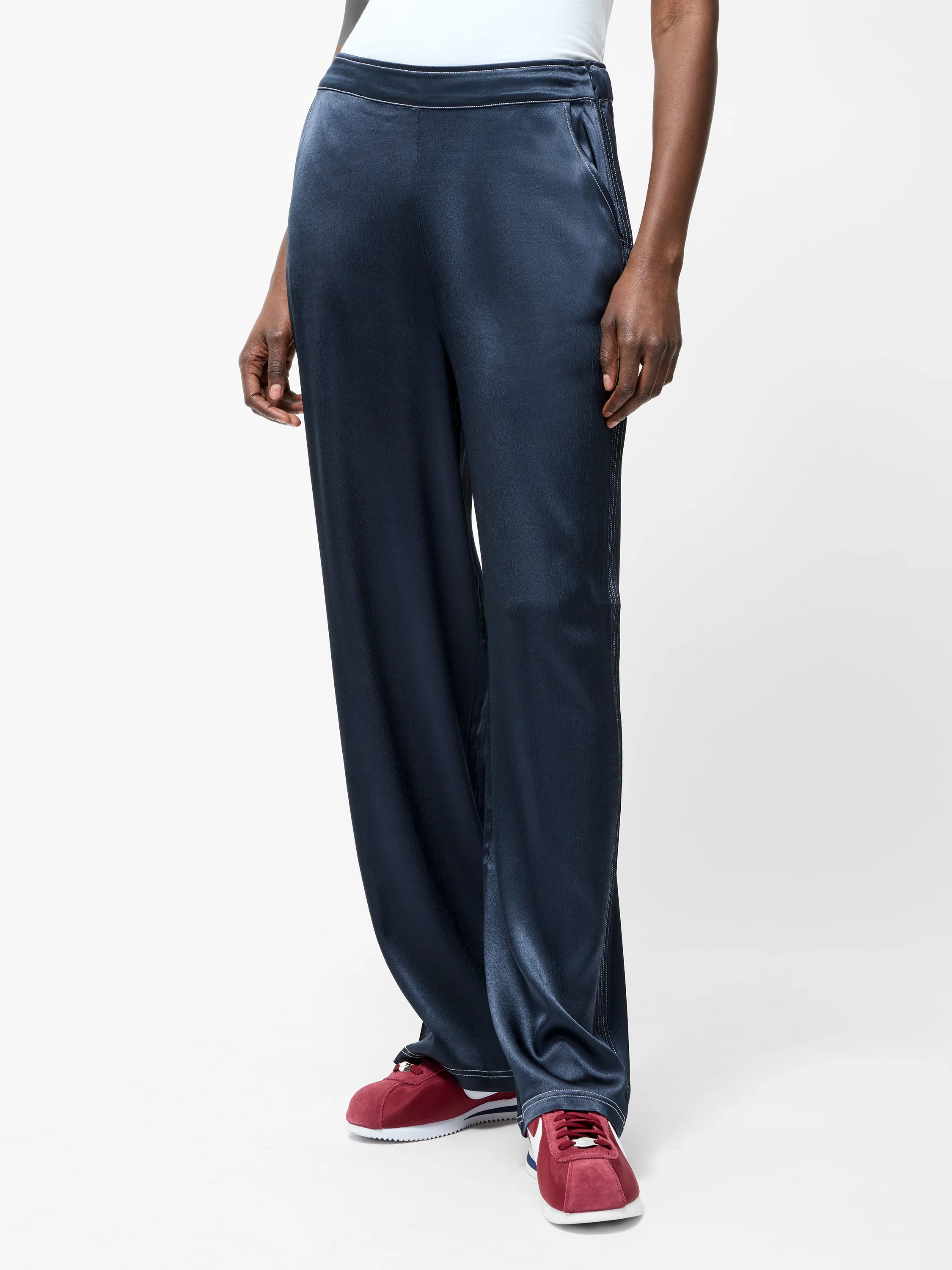 Akita Satin Stretch Wide Leg Trousers - Image 3