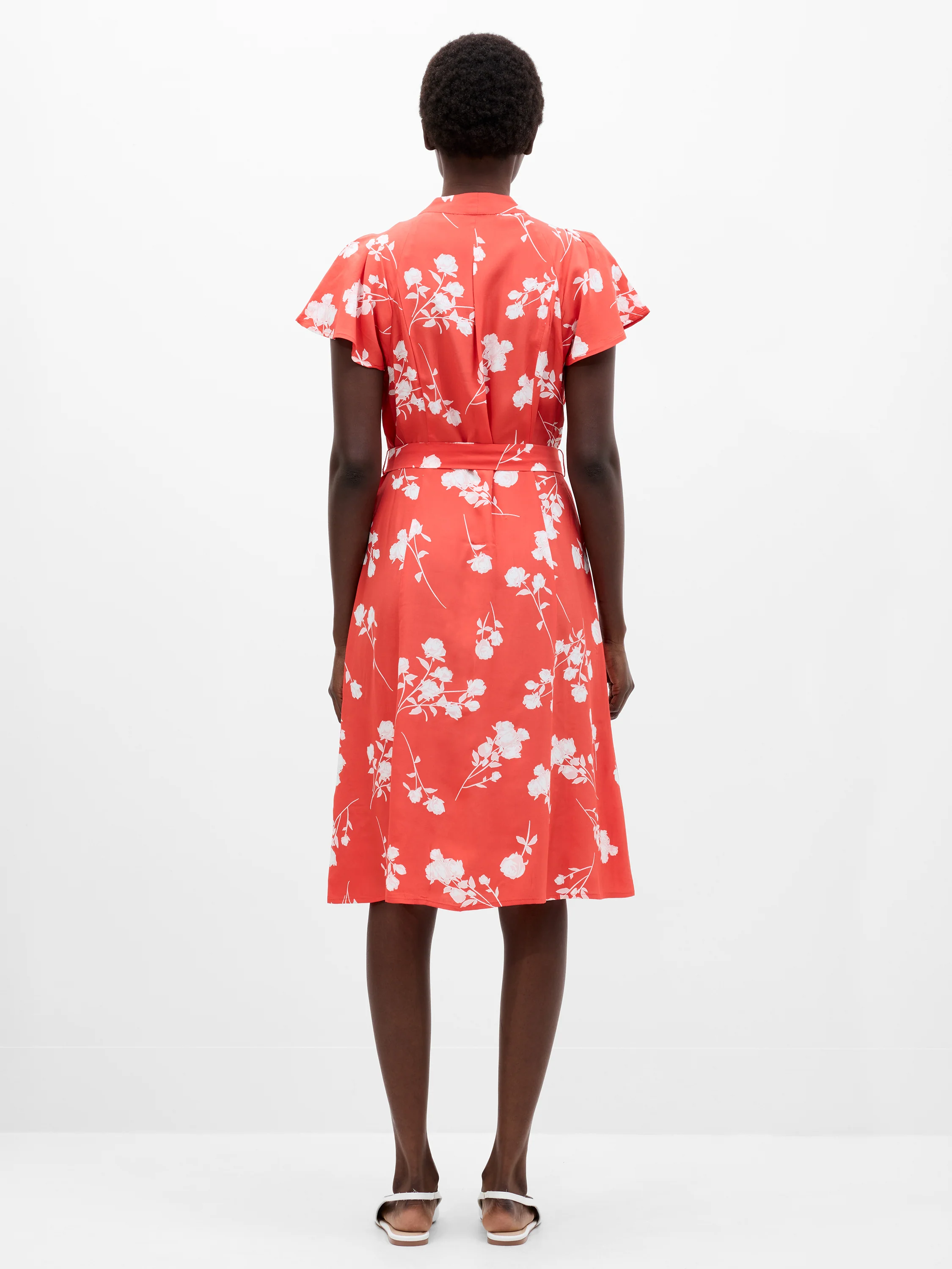 Alessandra V-Neck Tie Belt Dress - Image 4