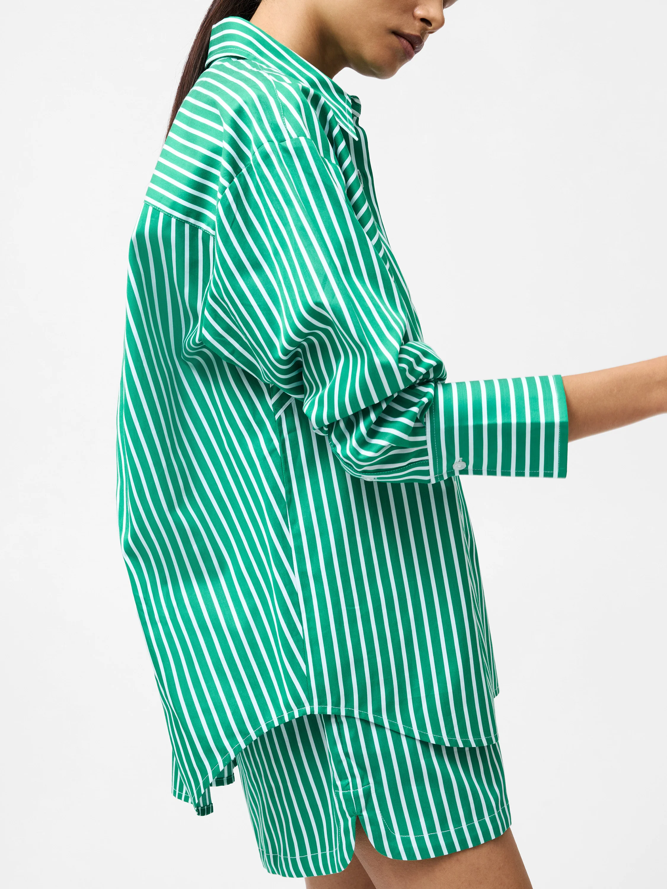Alexis Cotton Angled Yoke Striped Shirt - Image 3