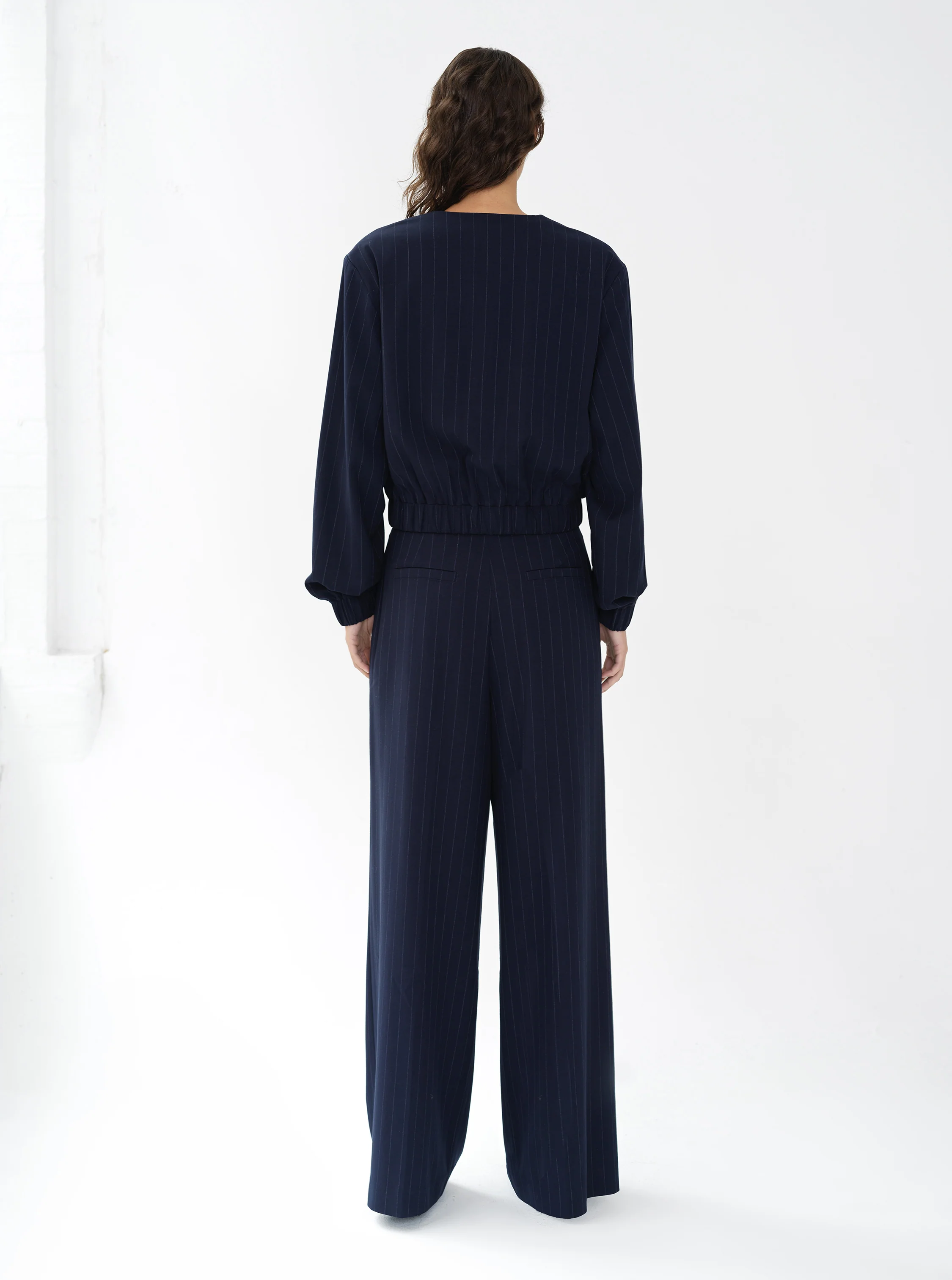 Alia Pinstripe Bomber Jacket - Image 5