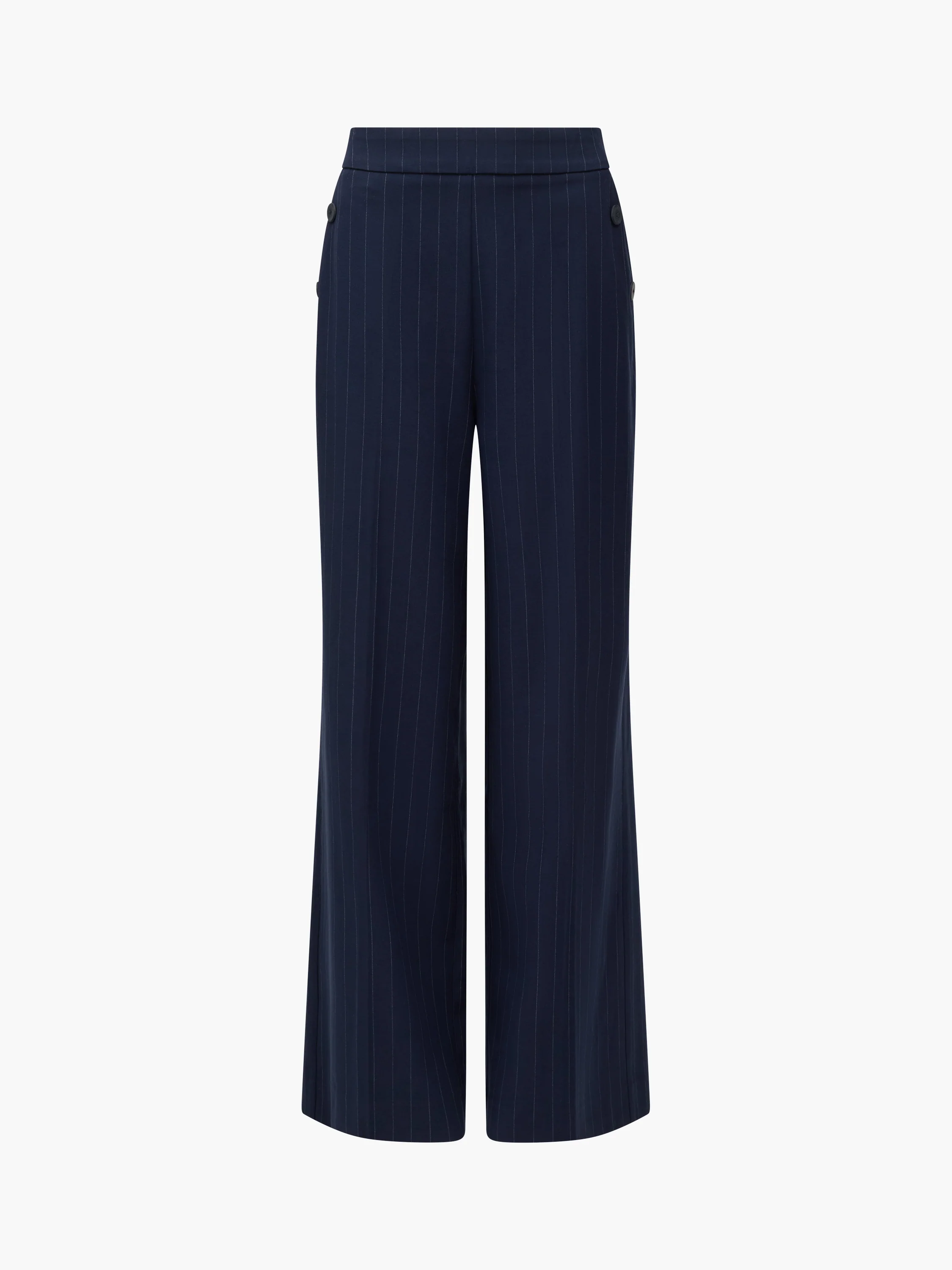Alia Pinstripe Button Detail Wide Leg Trousers - Image 6