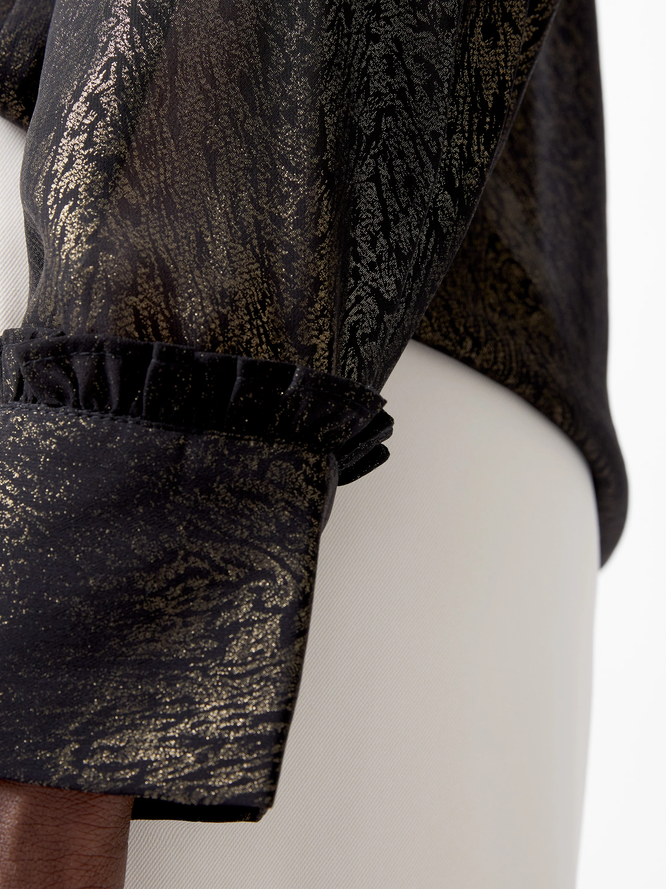 Alina Foil Georgette Frill Long Sleeve Top - Image 3