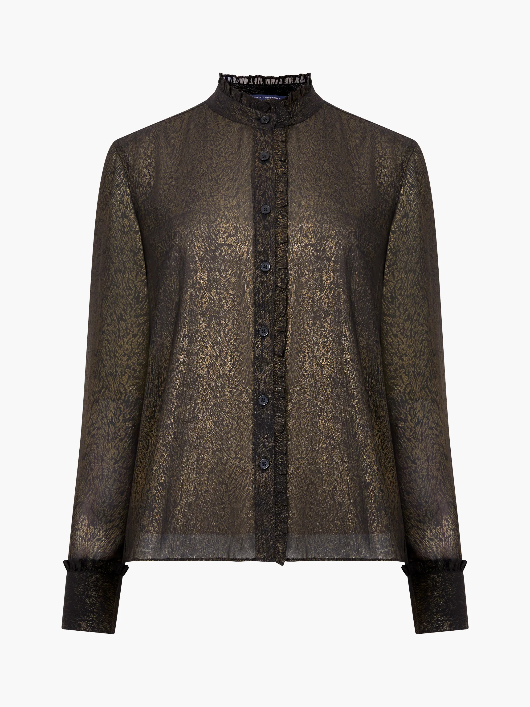 Alina Foil Georgette Frill Long Sleeve Top - Image 5