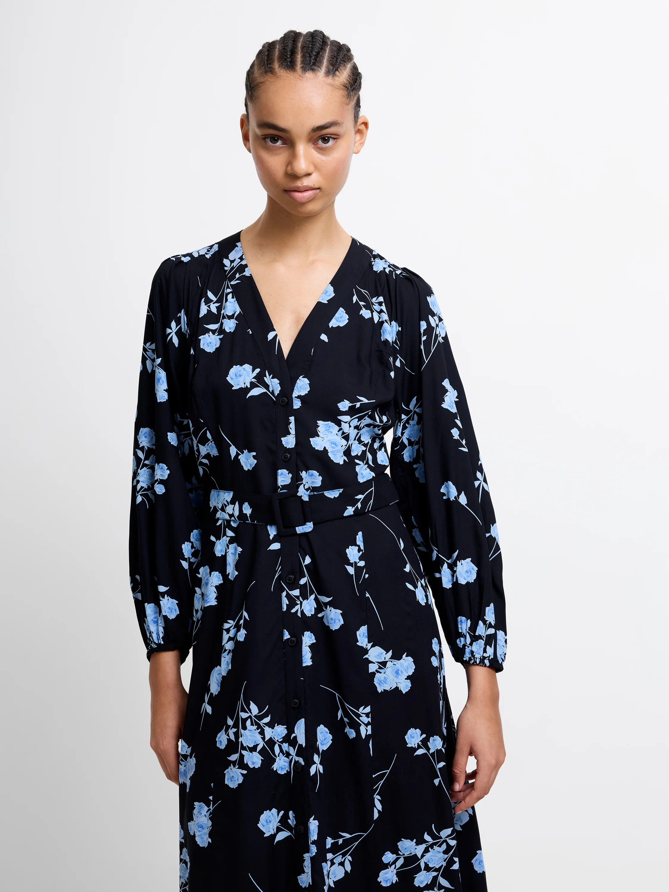 Alessandra Puff Sleeve Belted Dress - Image 2