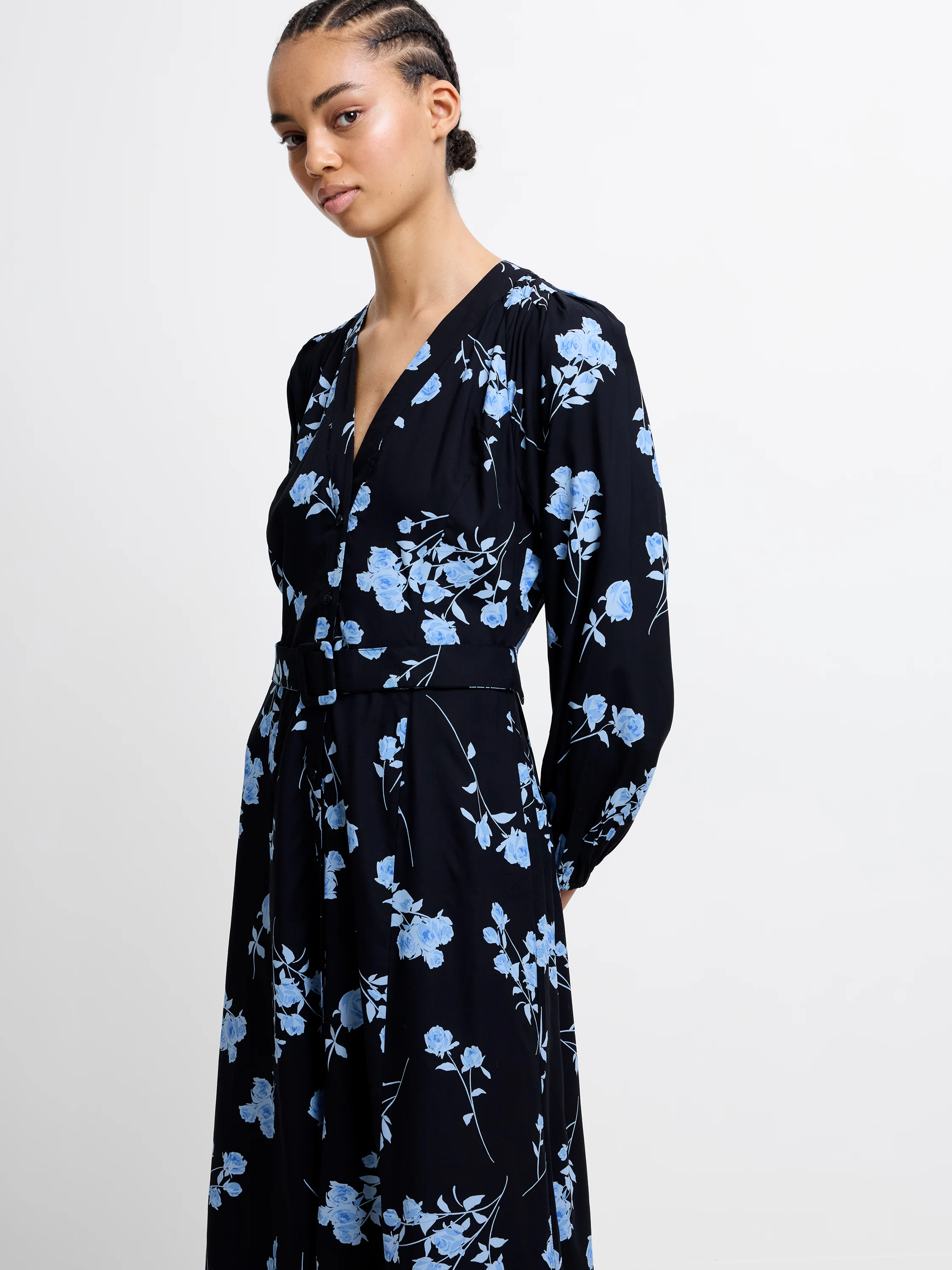 Alessandra Puff Sleeve Belted Dress - Image 4