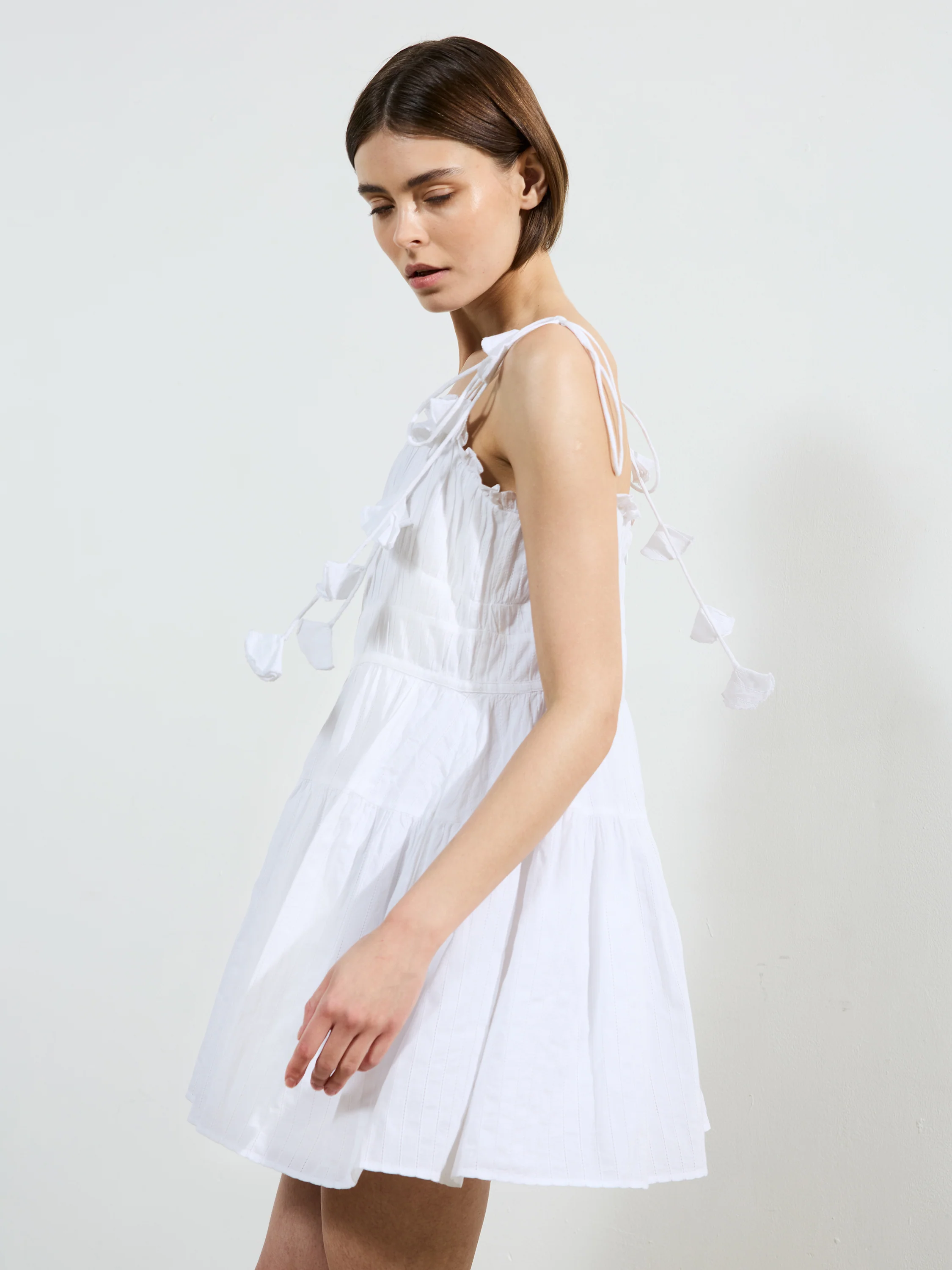 Amra Cotton Gathered Mini Dress - Image 5