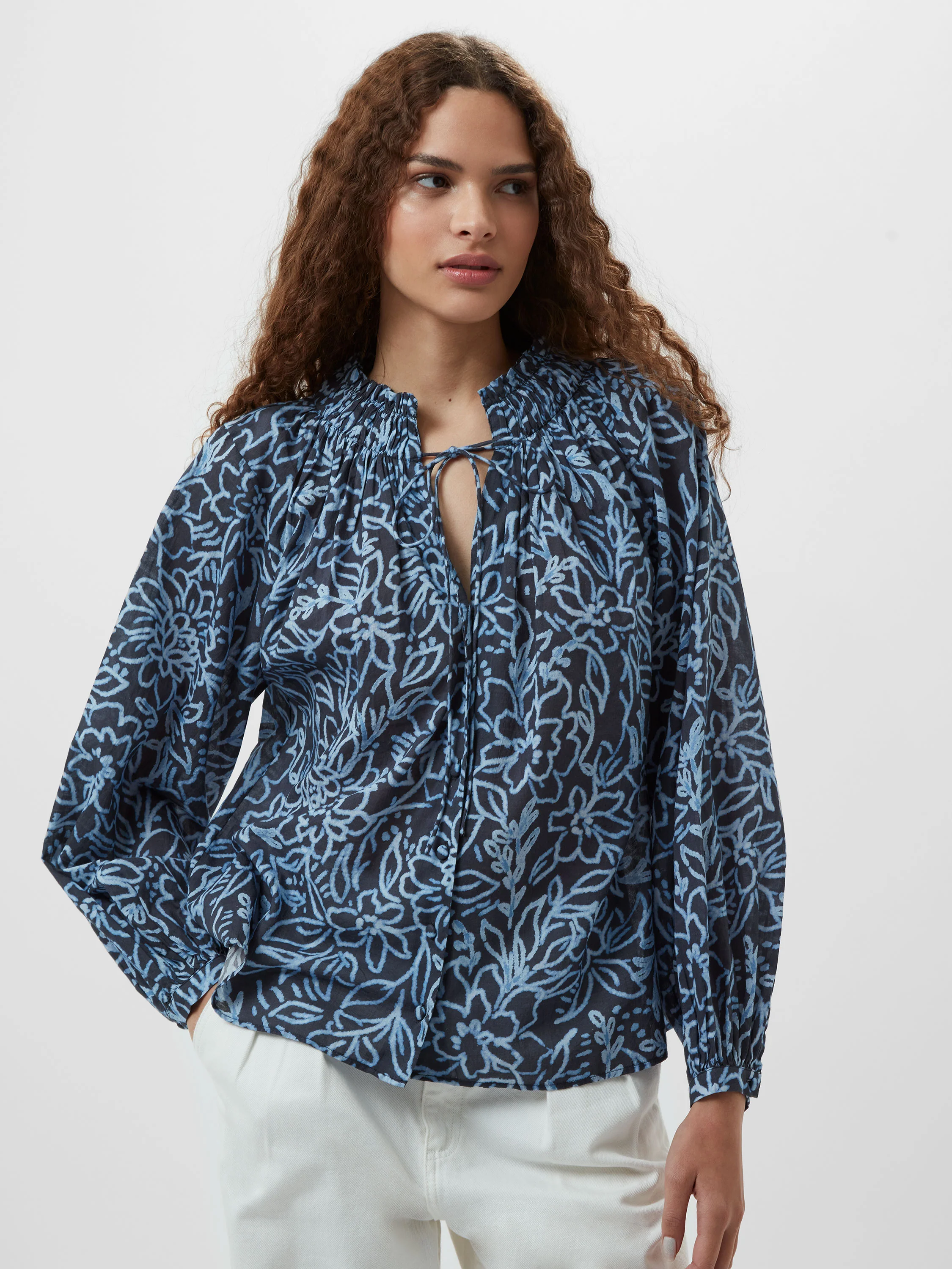 Anna Austin Cotton Tie Neck Top - Image 3