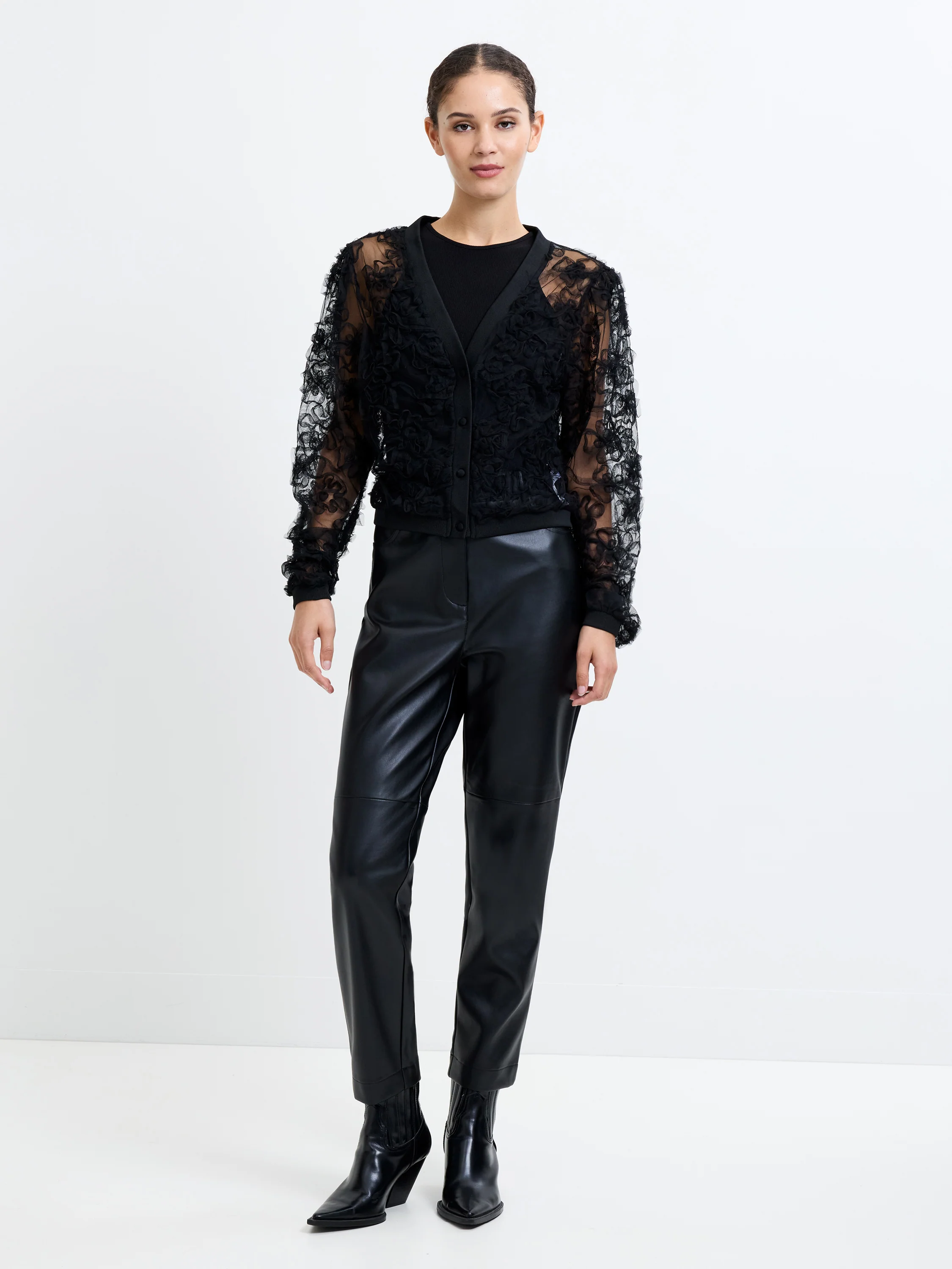 Applique Mesh Cardigan - Image 2
