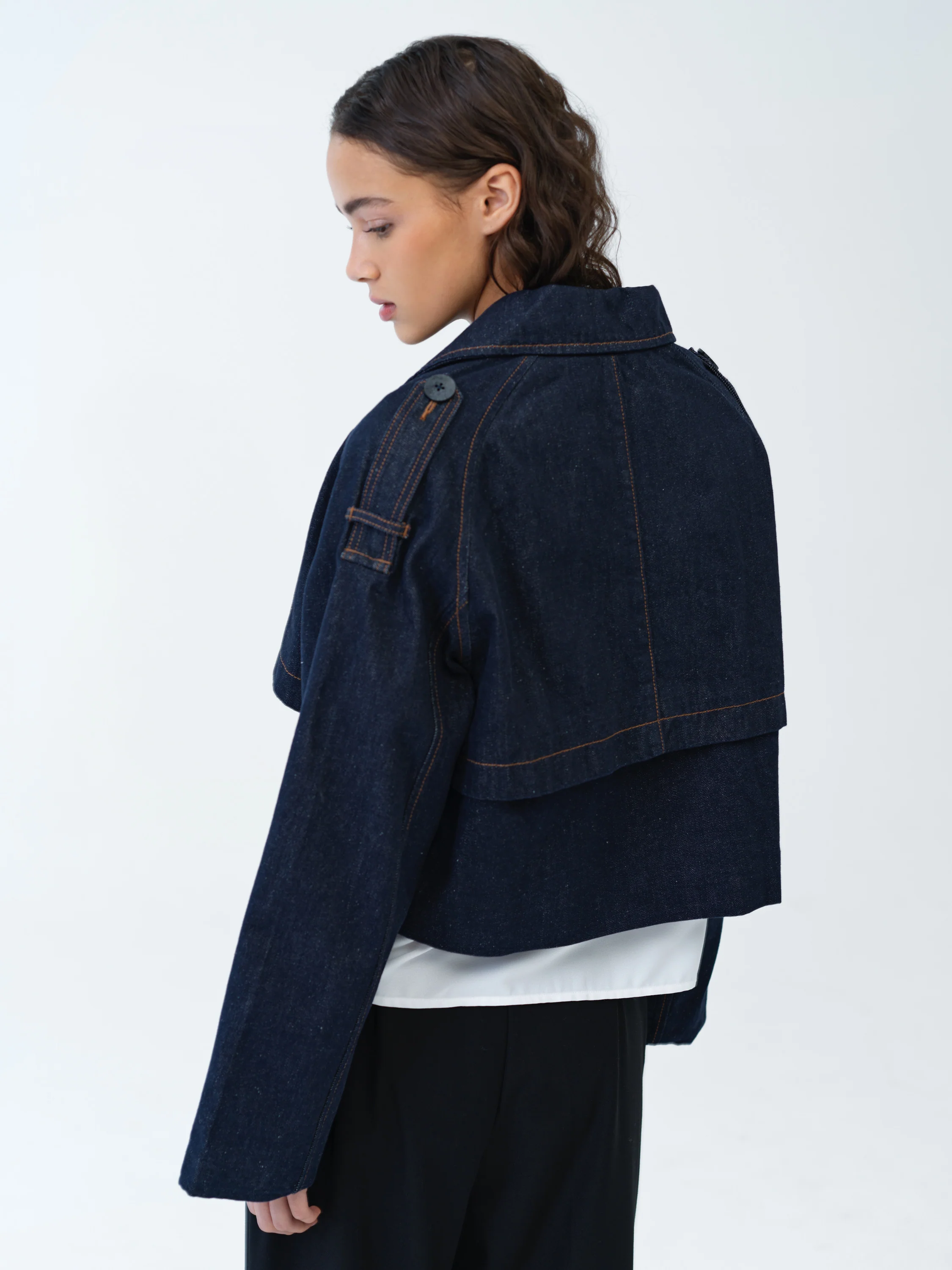 Aussie Denim Cropped Trench Coat - Image 4