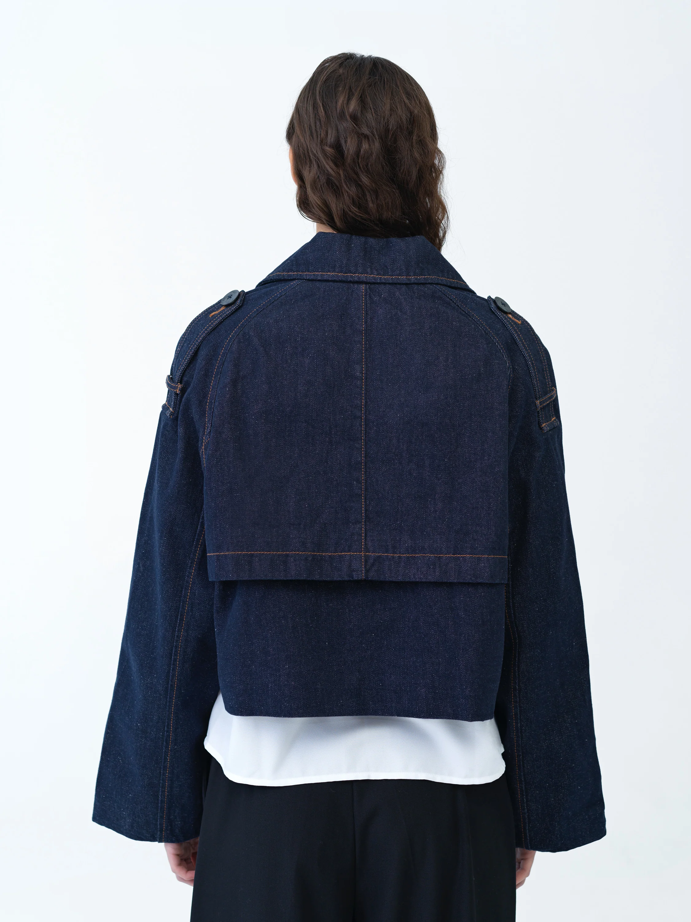 Aussie Denim Cropped Trench Coat - Image 5