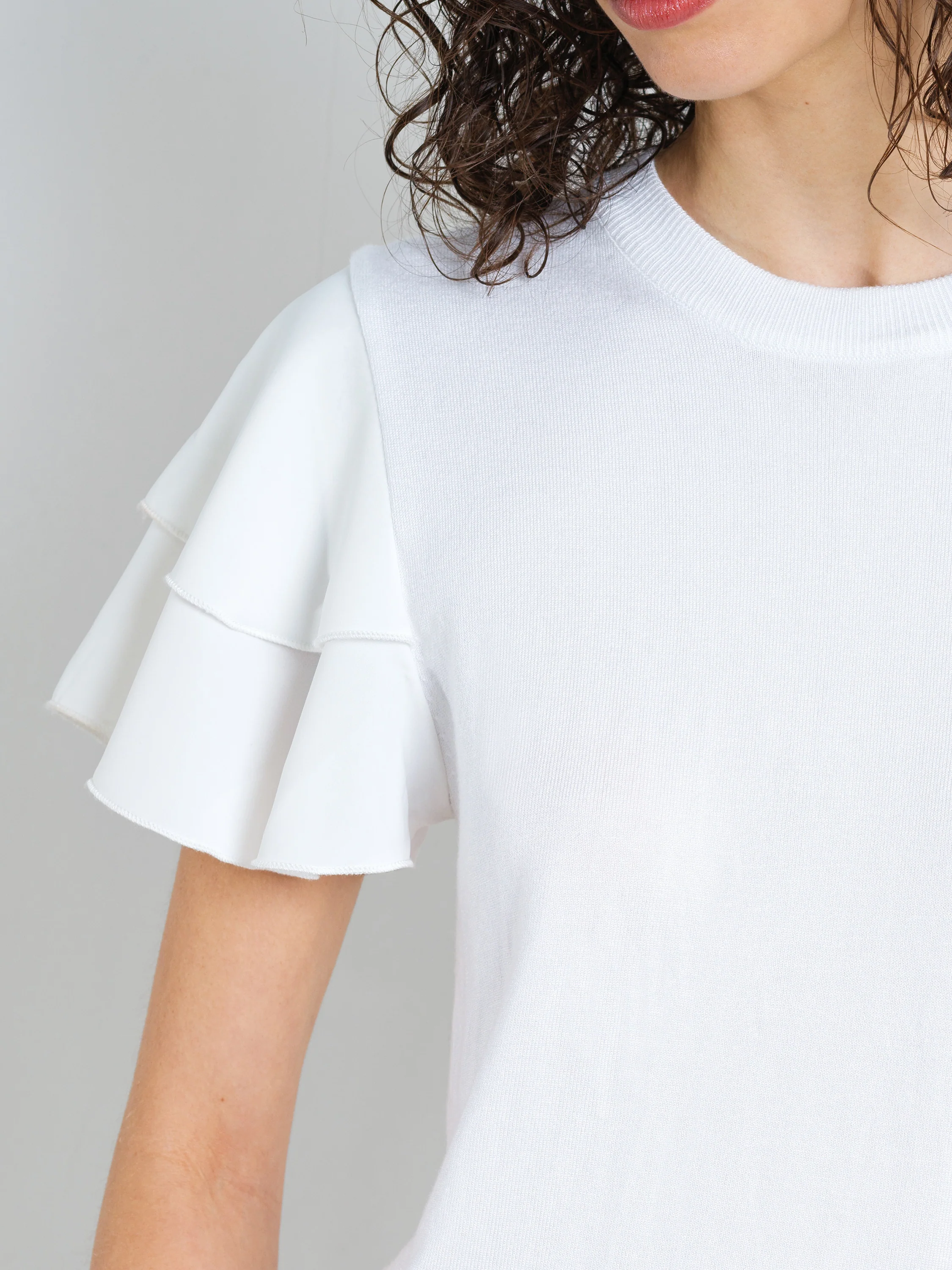Aylaa Krista Knit Mix Flutter Sleeve Top - Image 3