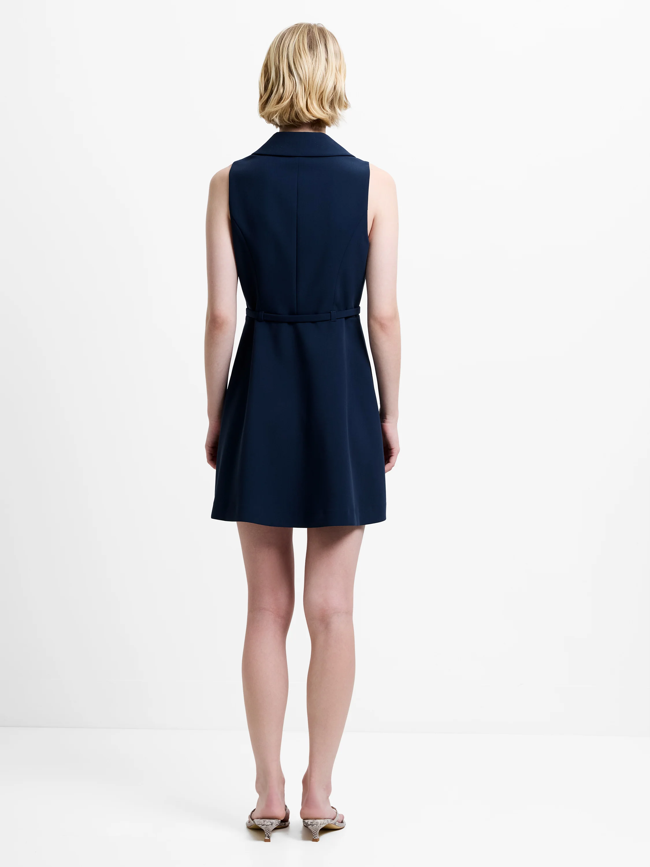 Azra Twill Belted Sleeveless Mini Dress - Image 4