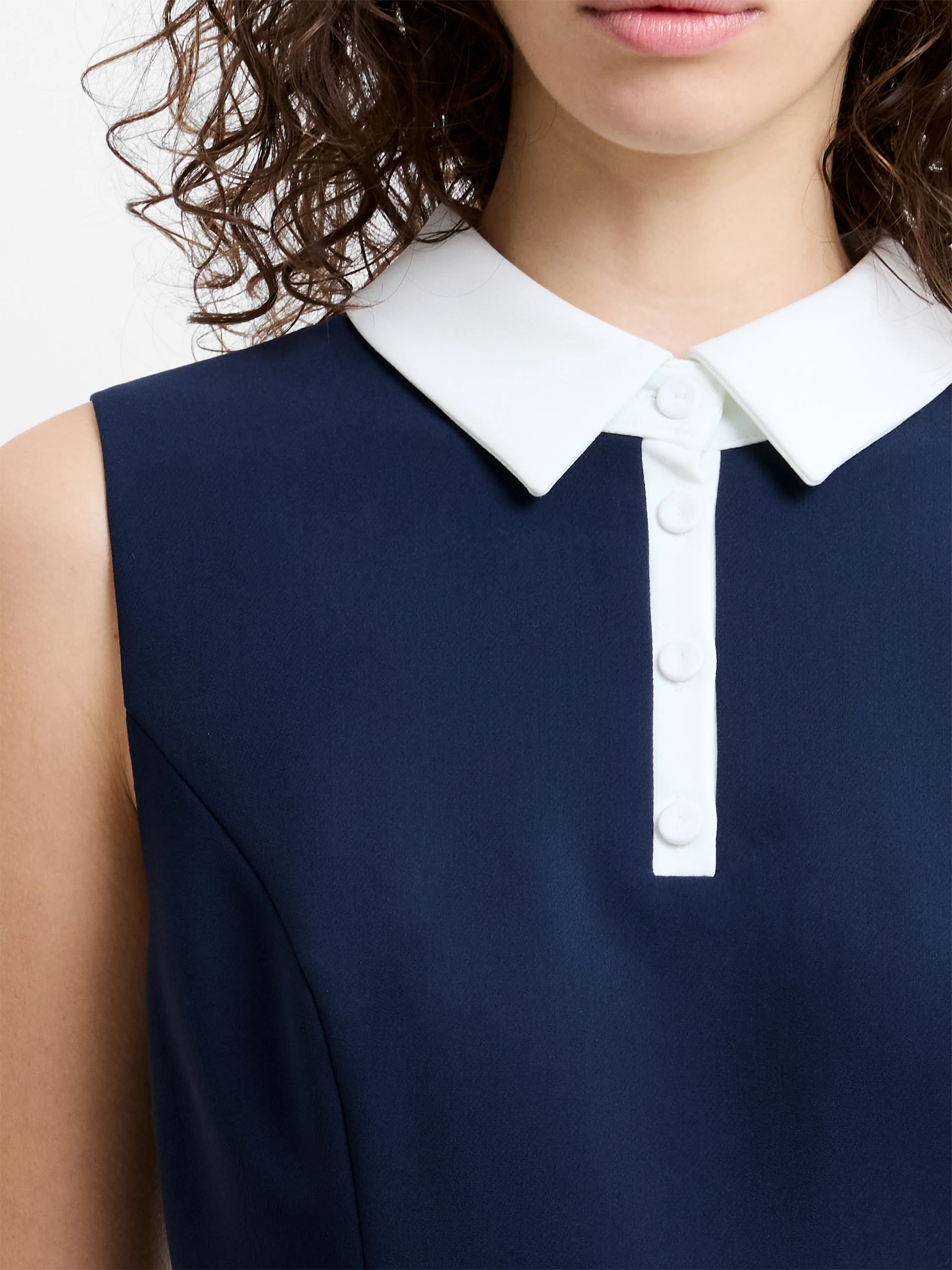 Azra Twill Collared Sleeveless Mini Dress - Image 3