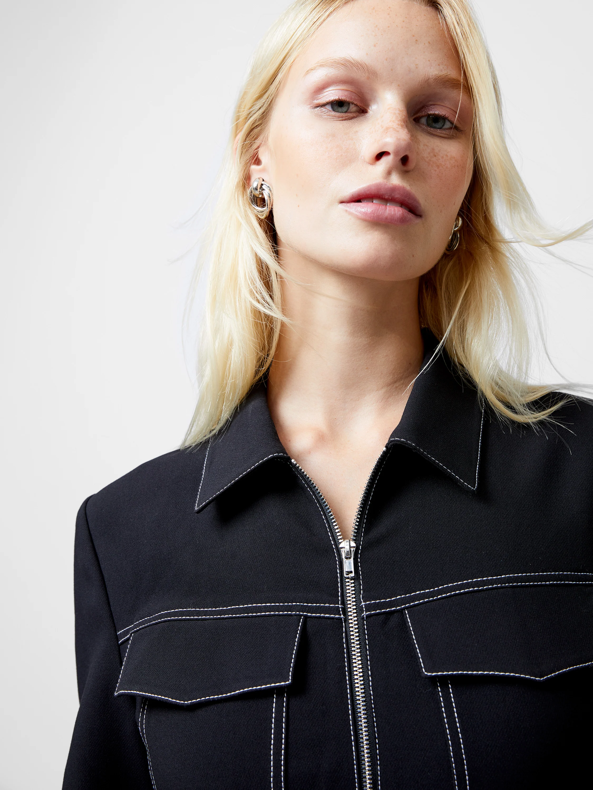 Azra Twill Contrast Stitching Mini Dress - Image 3