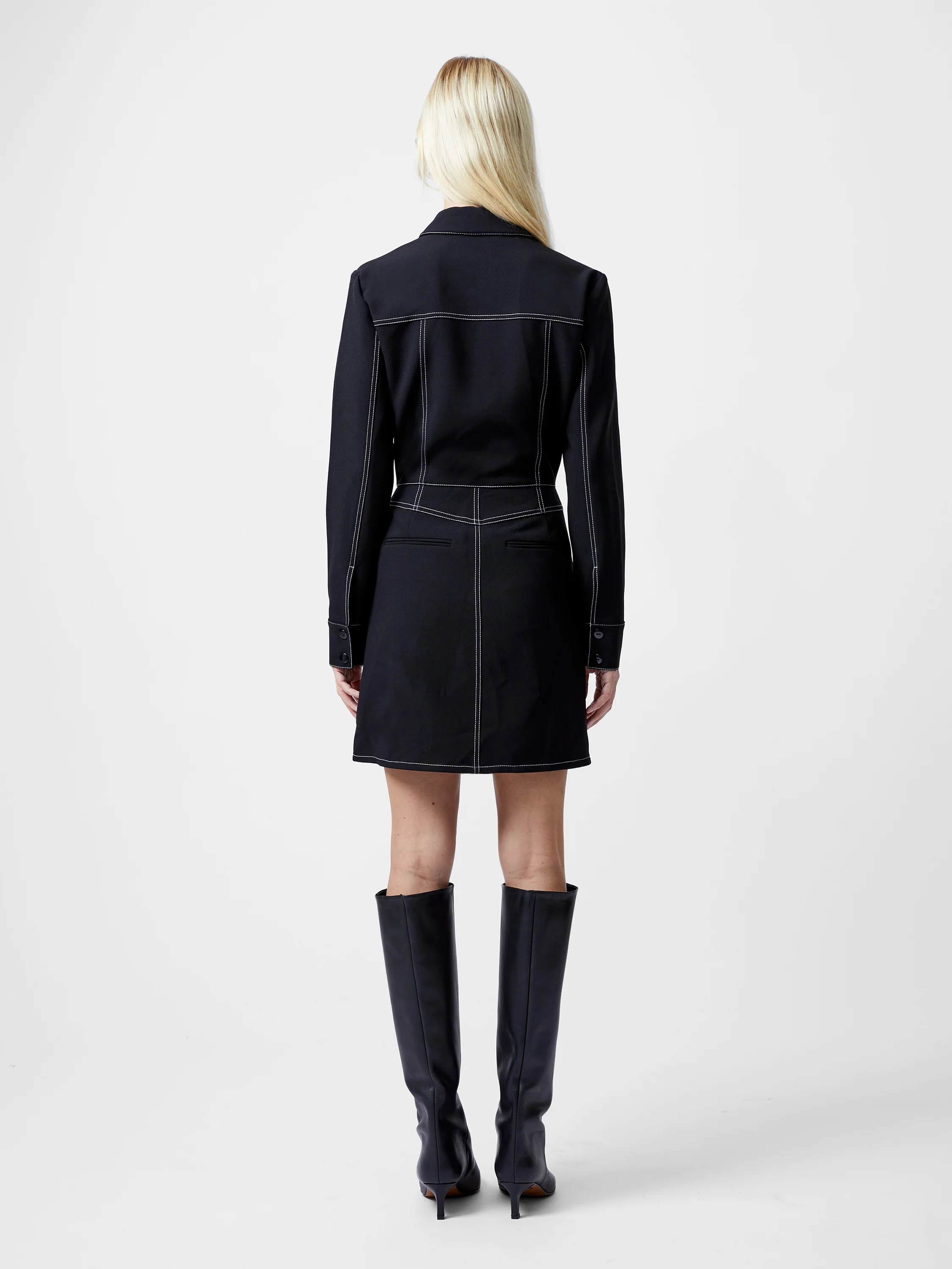 Azra Twill Contrast Stitching Mini Dress - Image 5