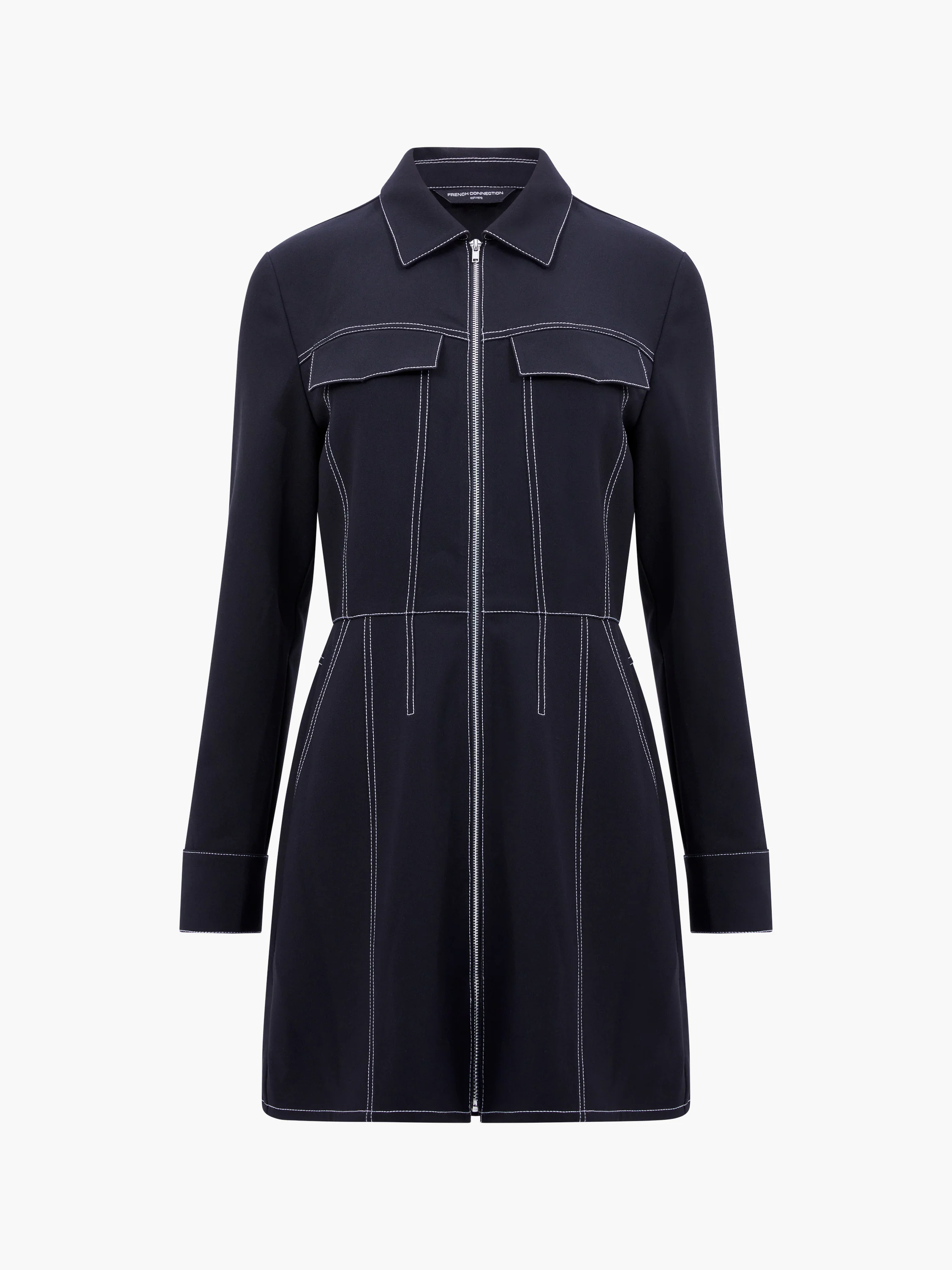 Azra Twill Contrast Stitching Mini Dress - Image 6