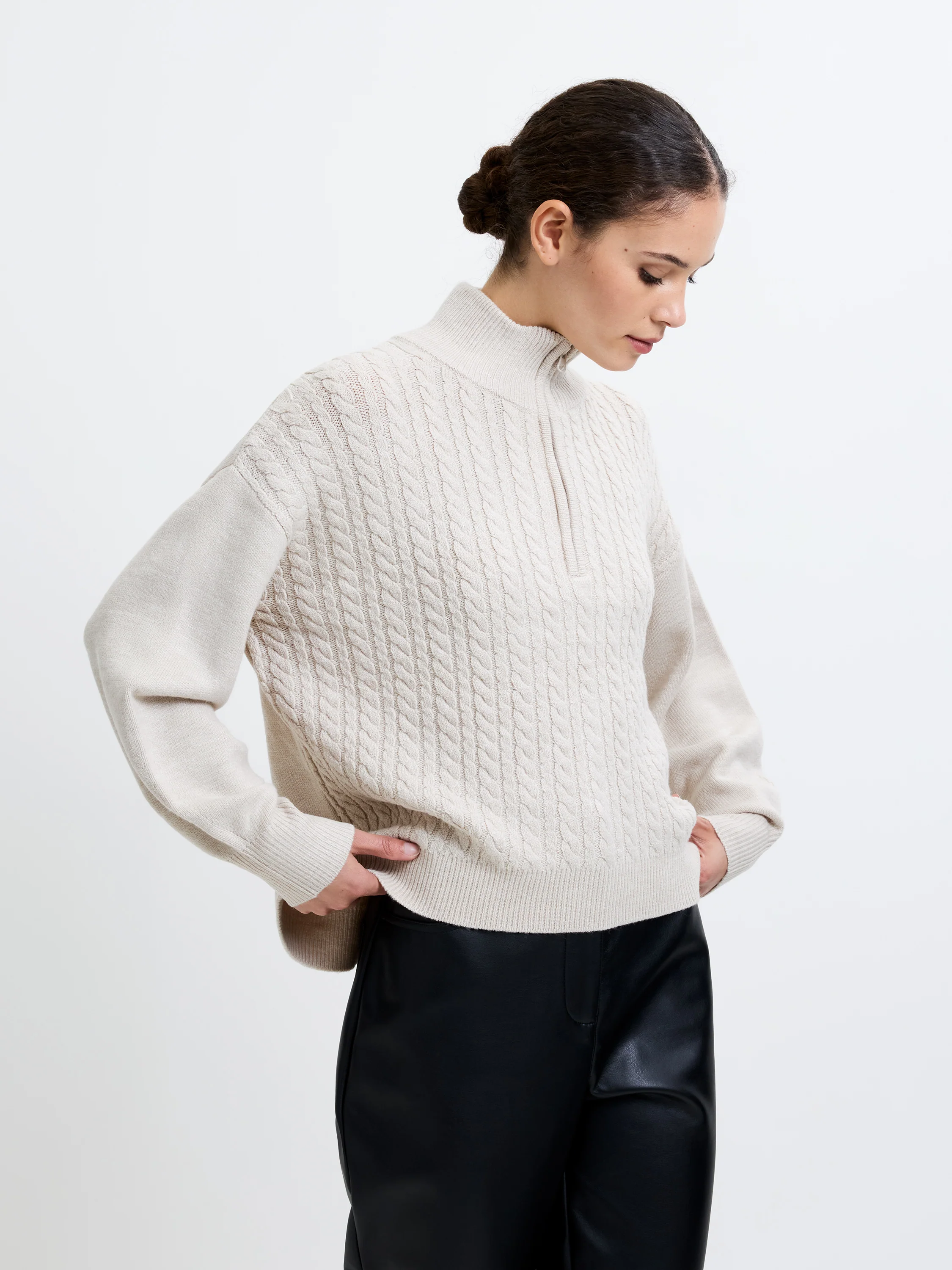 Babysoft Cable Knit Half Zip Jumper - Image 3