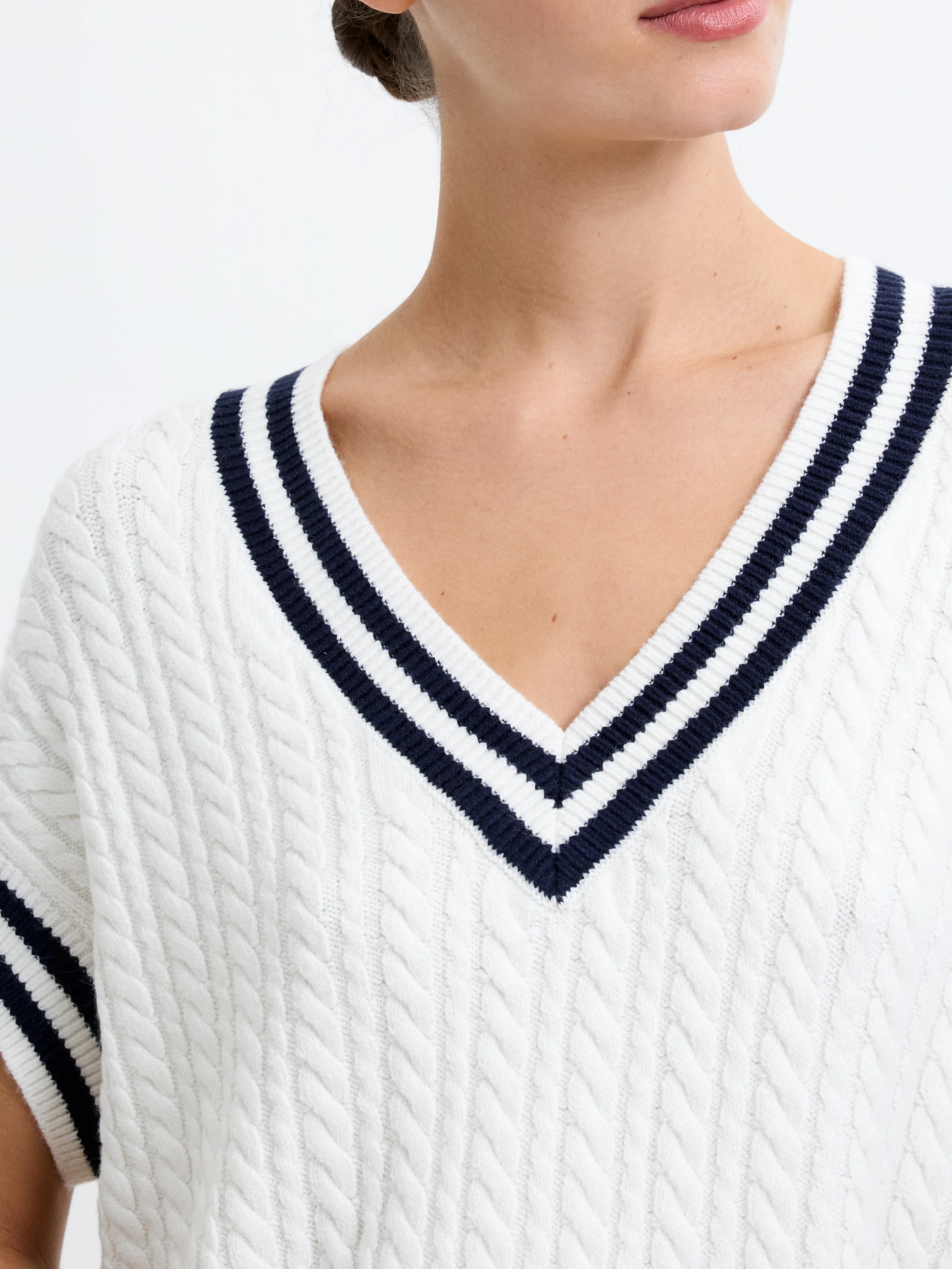 Babysoft Cable Knit V-Neck Tank Vest - Image 3