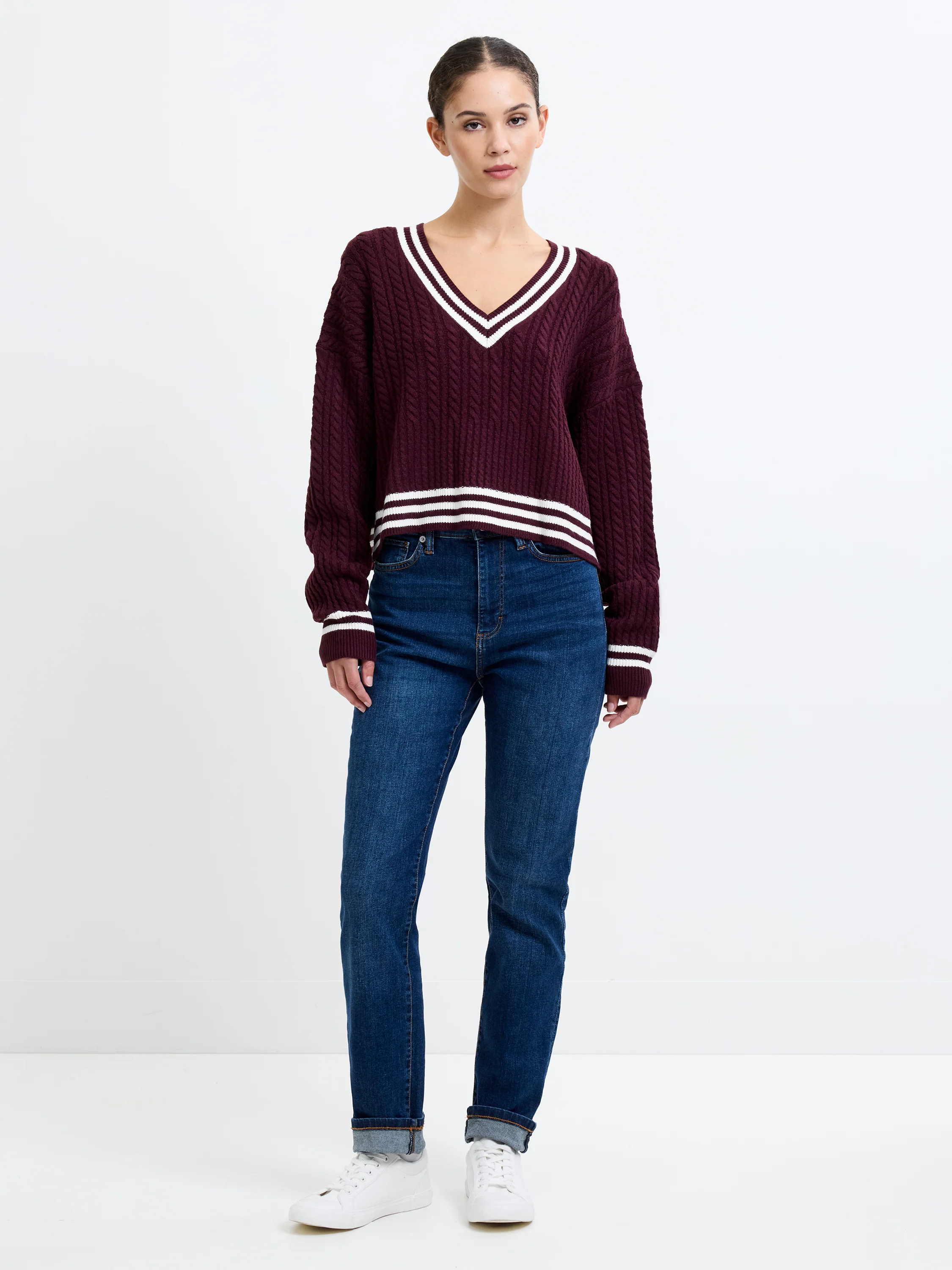 Babysoft Cable Knit V Neck Jumper - Image 2