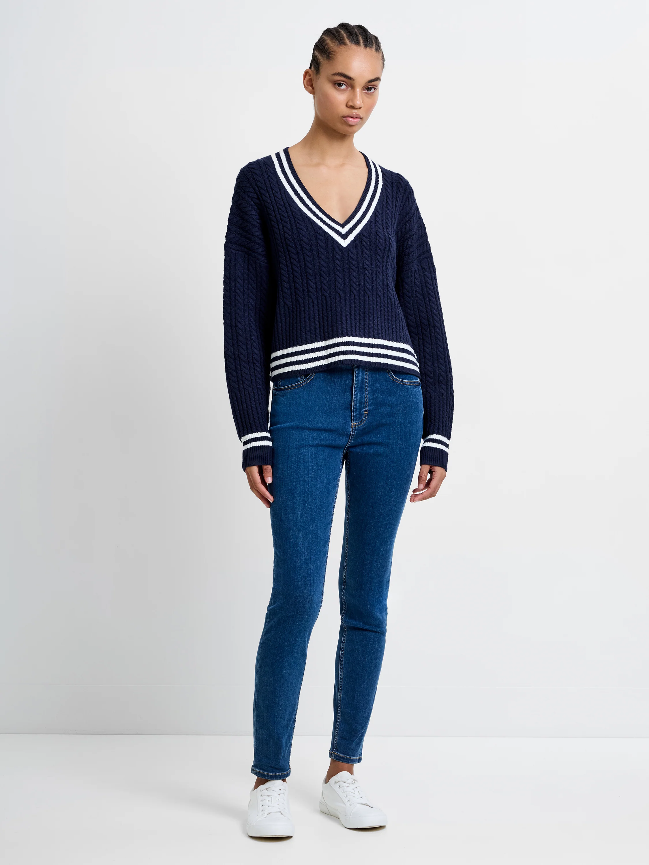 Babysoft Cable V Neck Jumper - Image 2