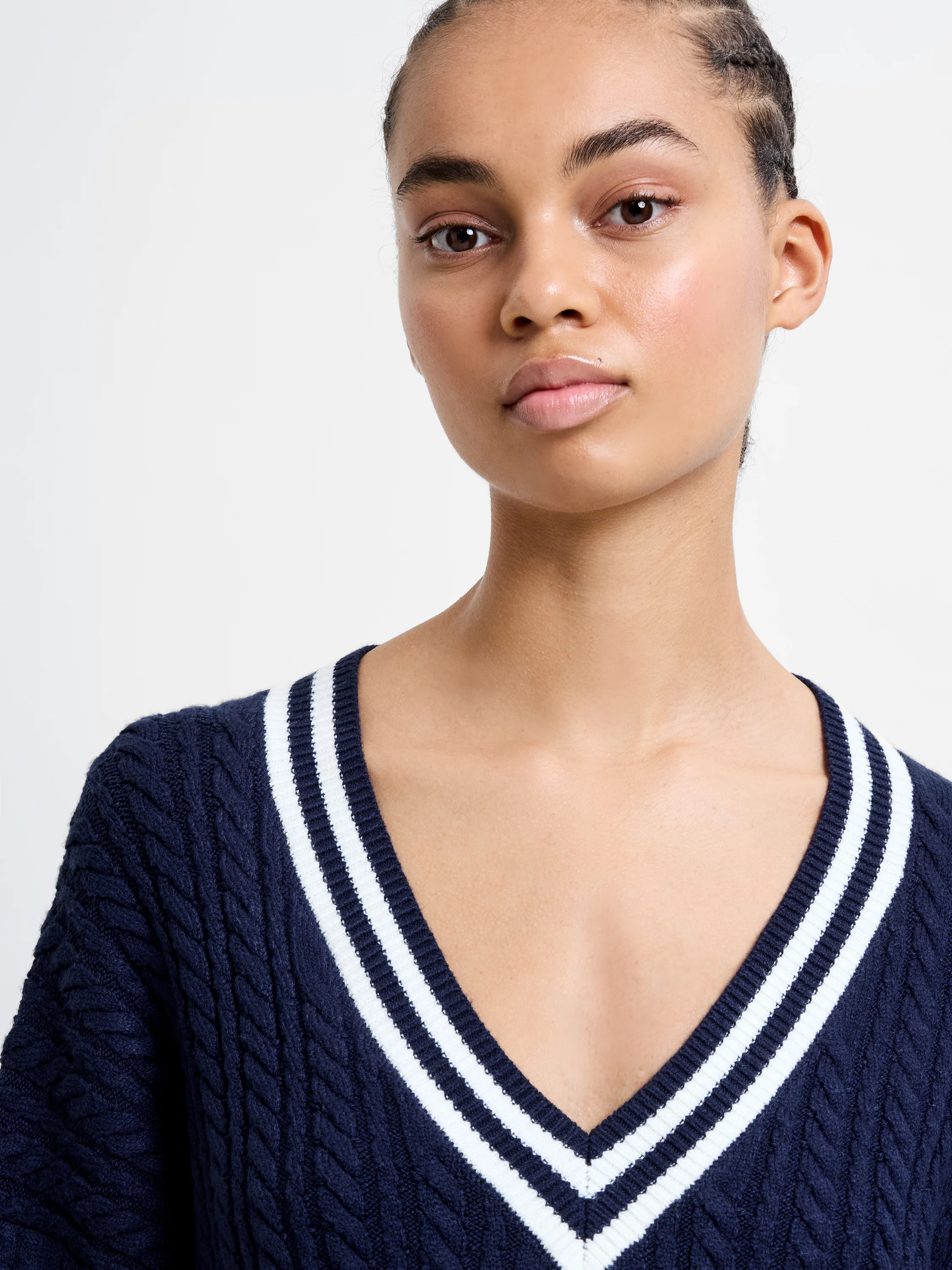 Babysoft Cable V Neck Jumper - Image 3