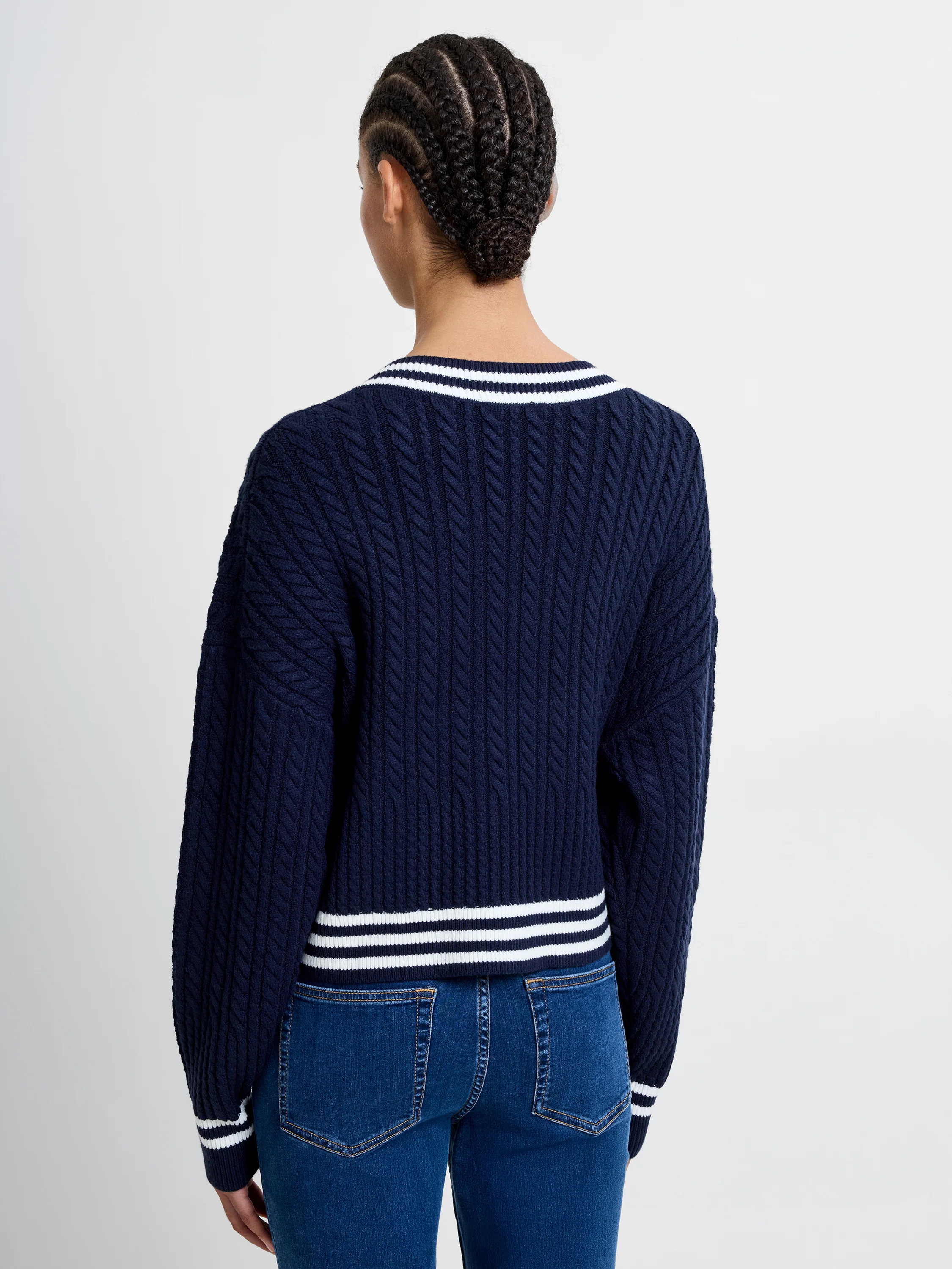Babysoft Cable V Neck Jumper - Image 4