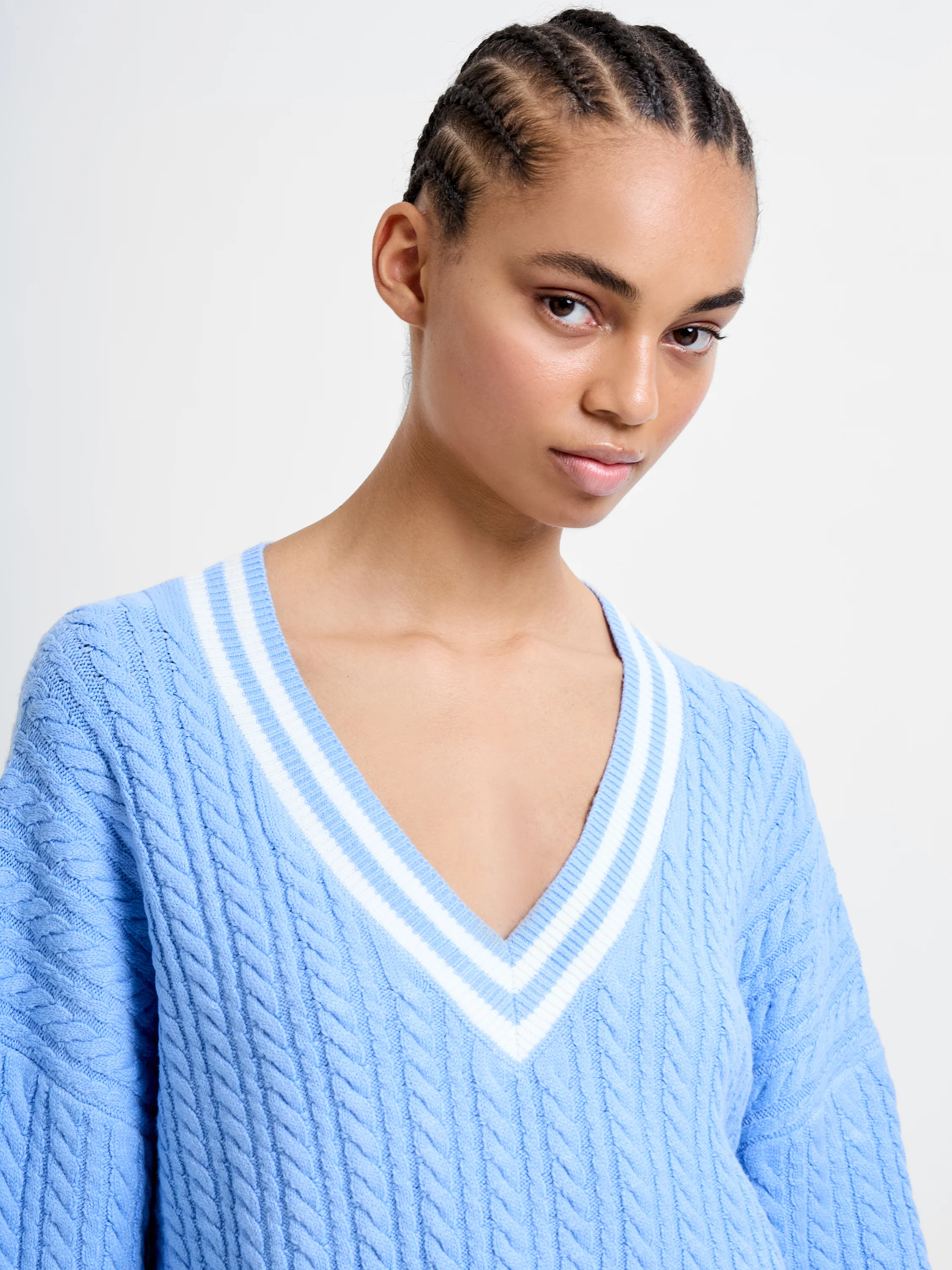 Babysoft Cable V Neck Jumper - Image 3