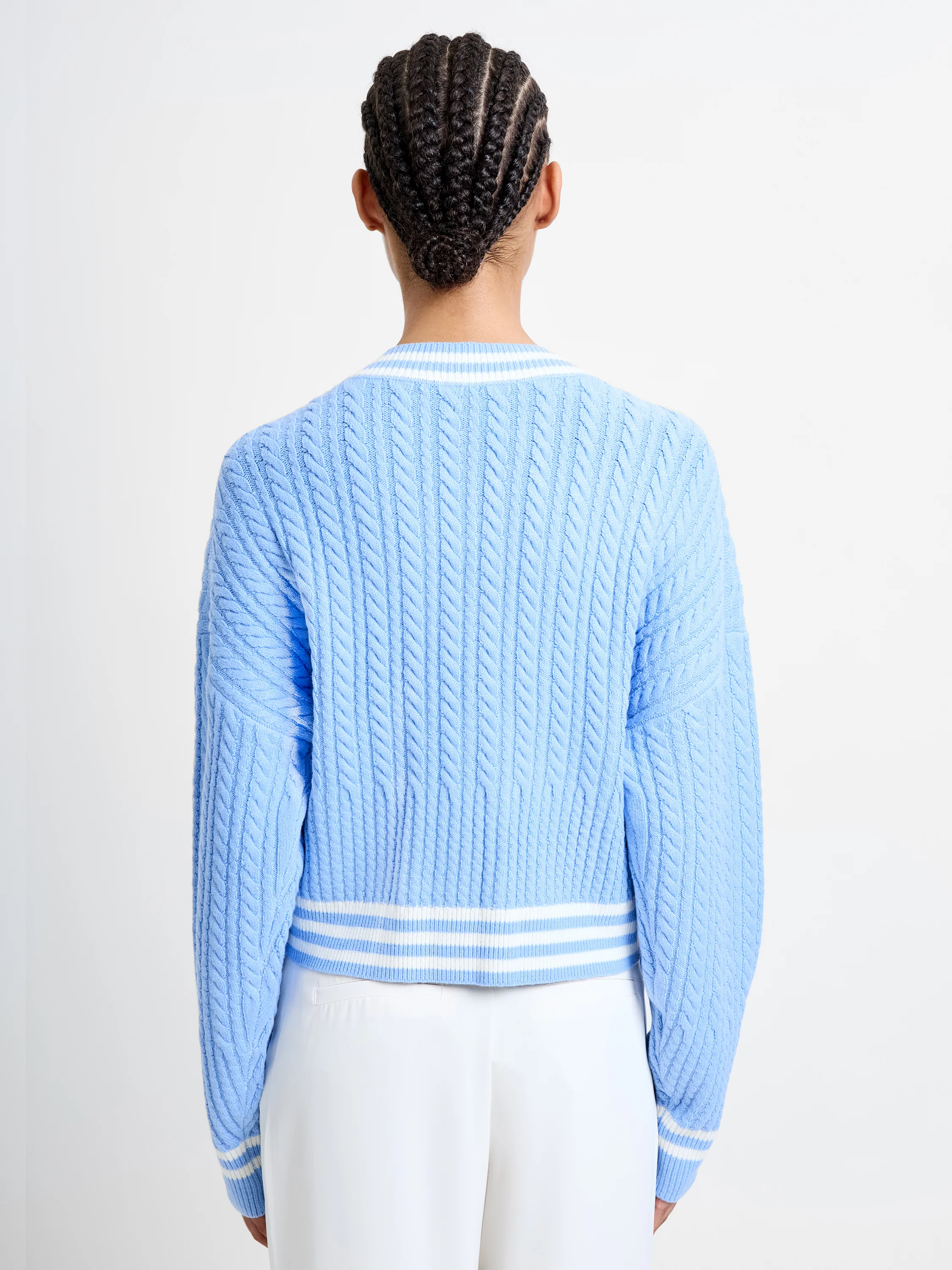 Babysoft Cable V Neck Jumper - Image 4
