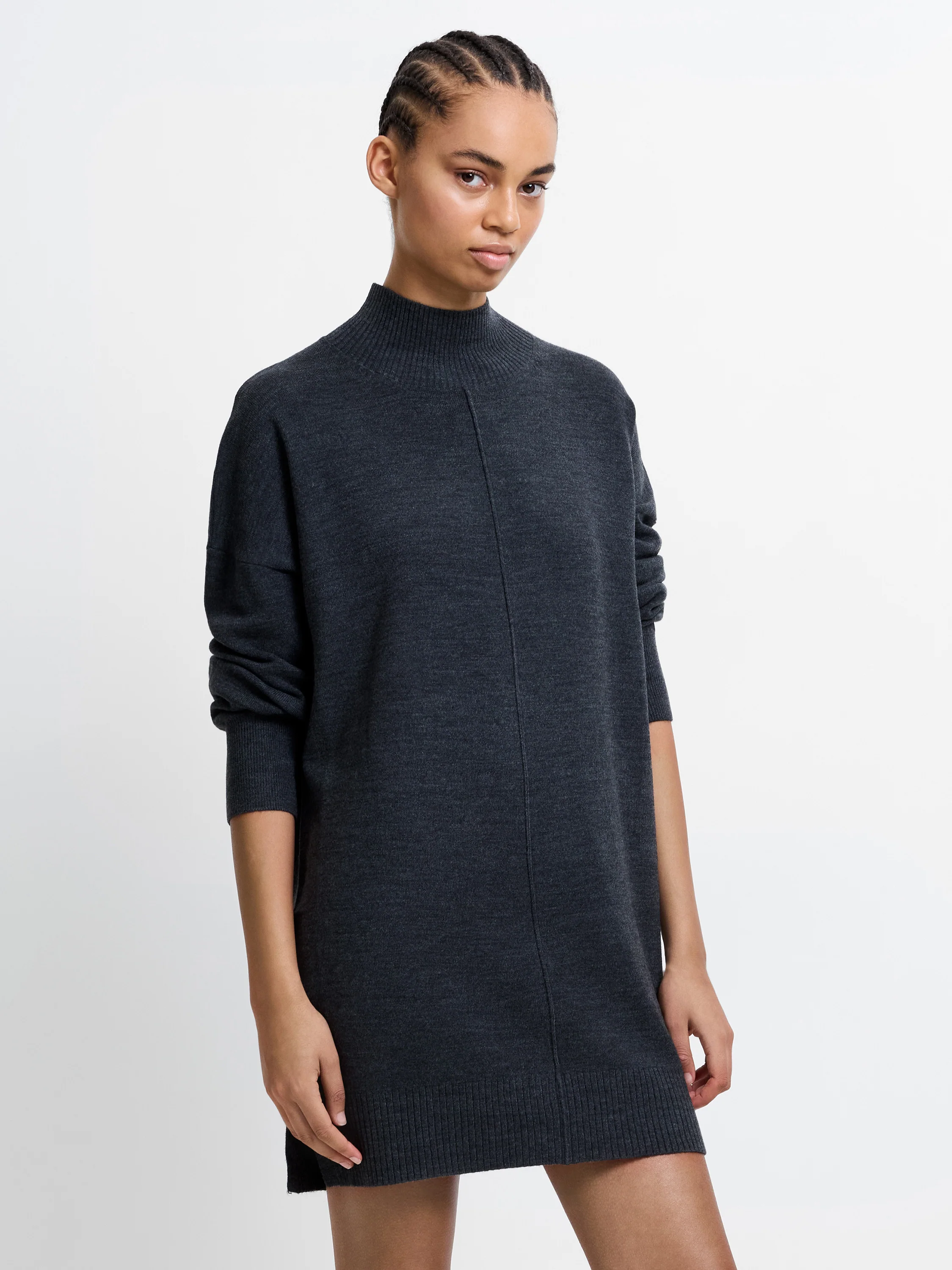 Babysoft Knit Roll Neck Seam Dress - Image 2