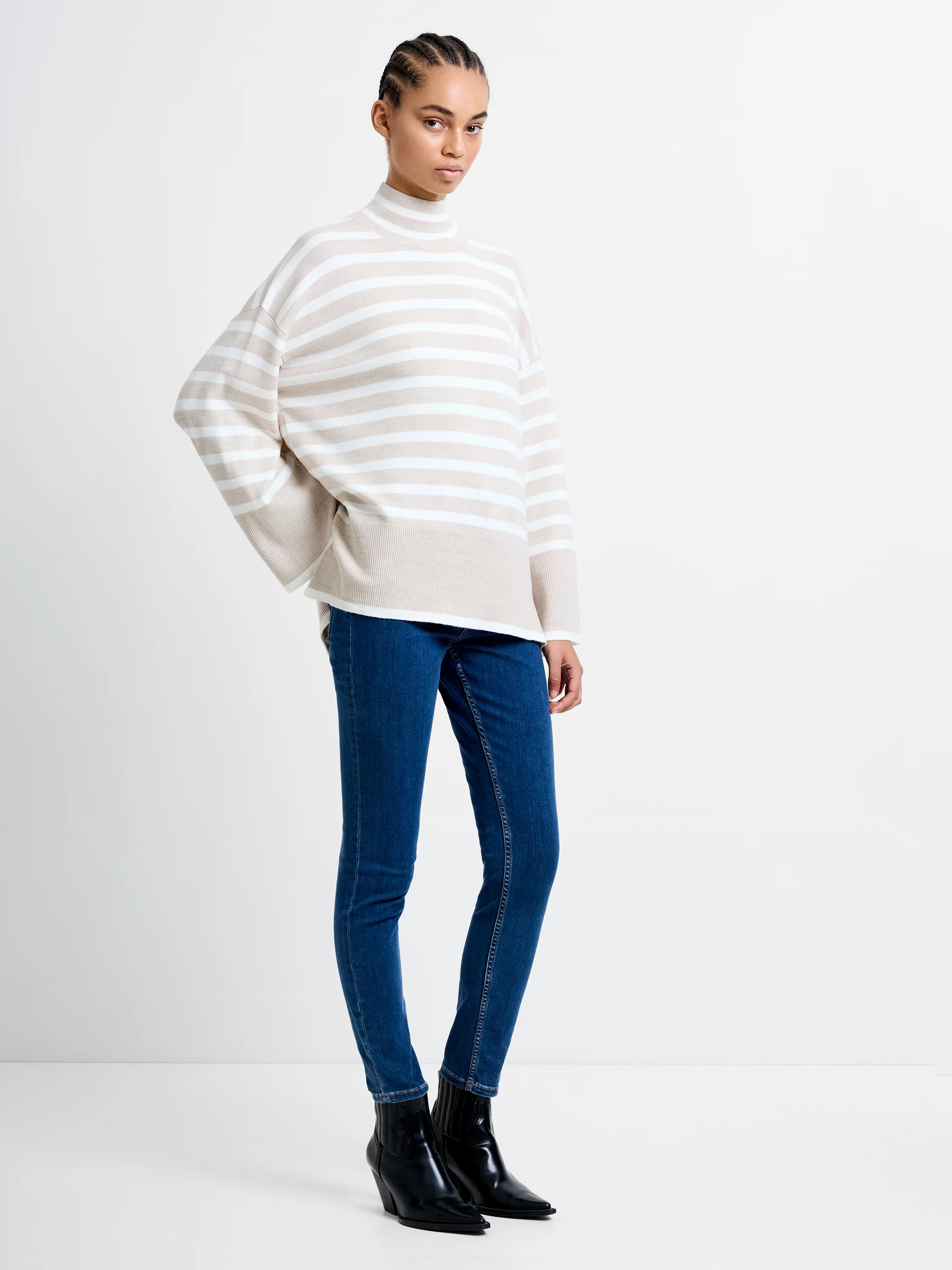 Babysoft Stripe High Neck Side Split Jumper - Image 2