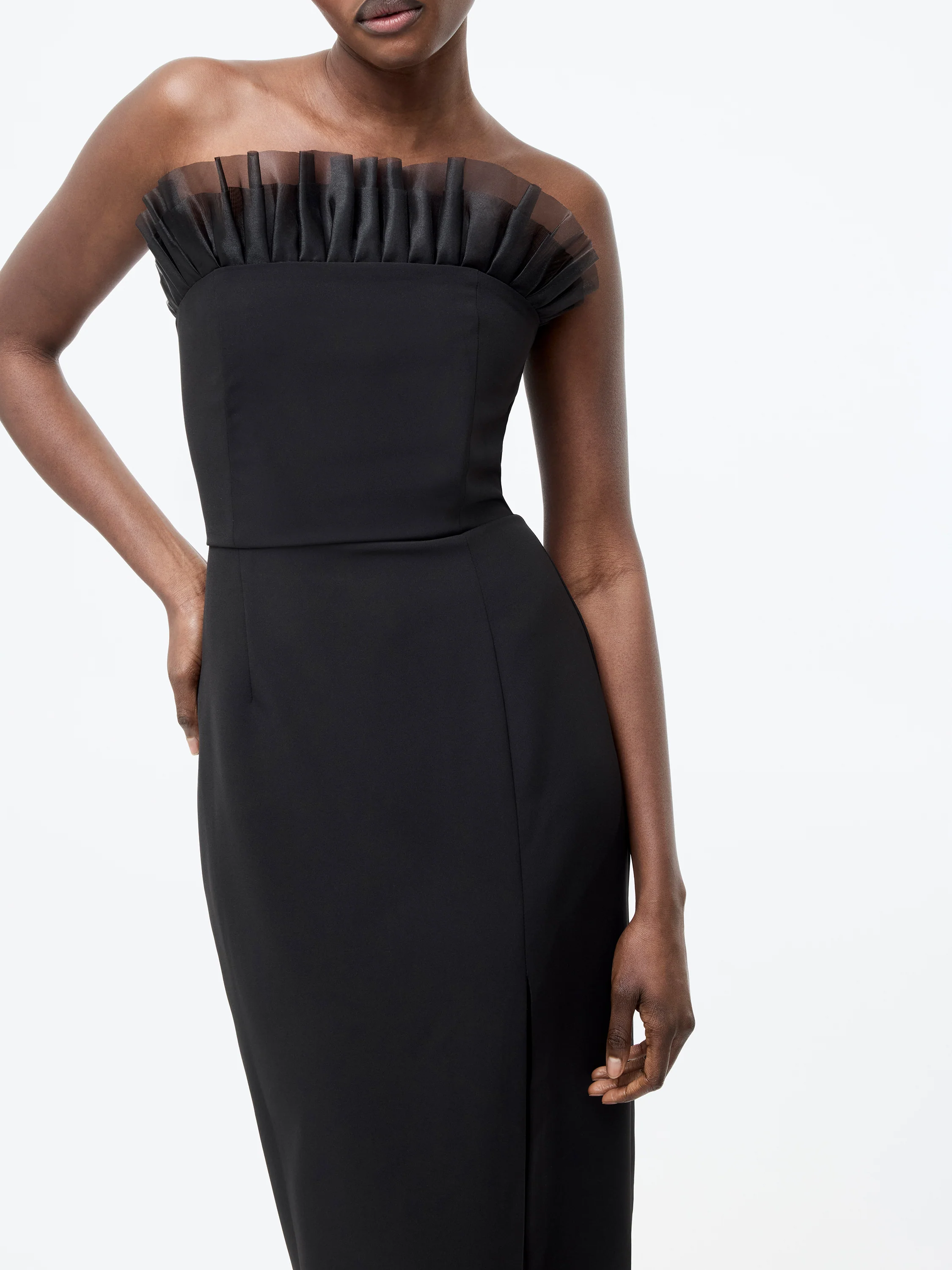 Bandeau Organza Mix Frill Midi Dress - Image 2