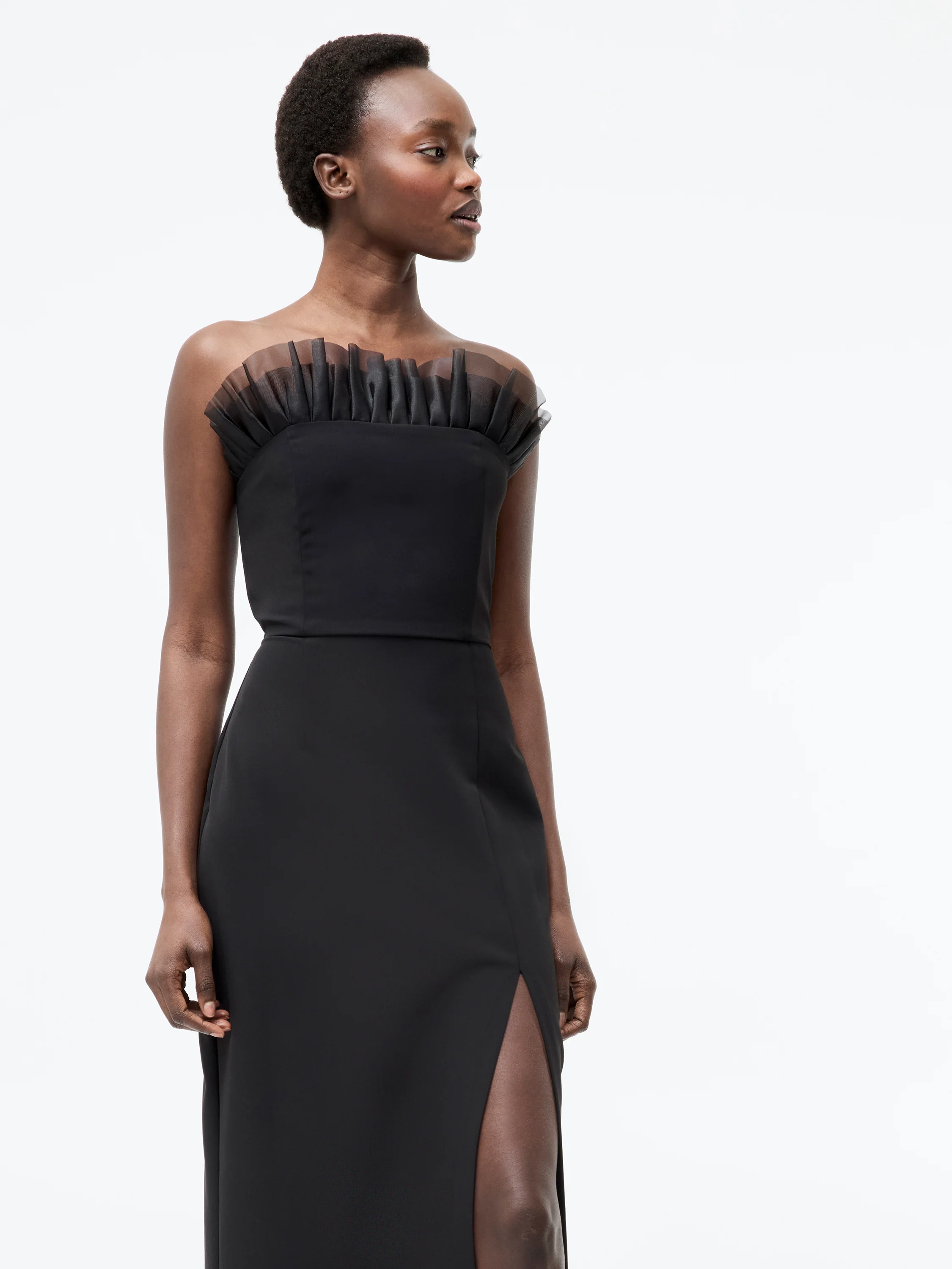 Bandeau Organza Mix Frill Midi Dress - Image 3