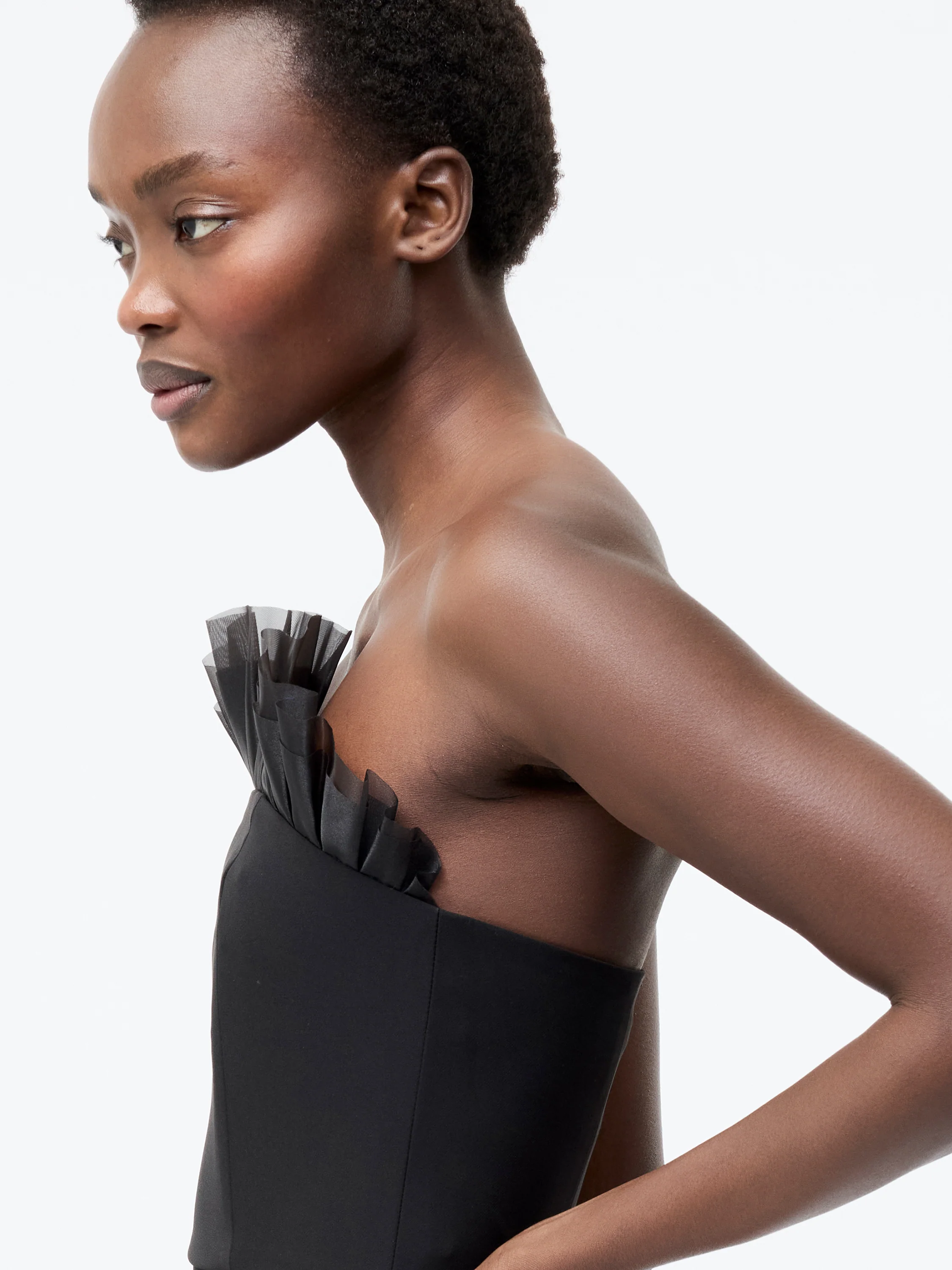 Bandeau Organza Mix Frill Midi Dress - Image 4