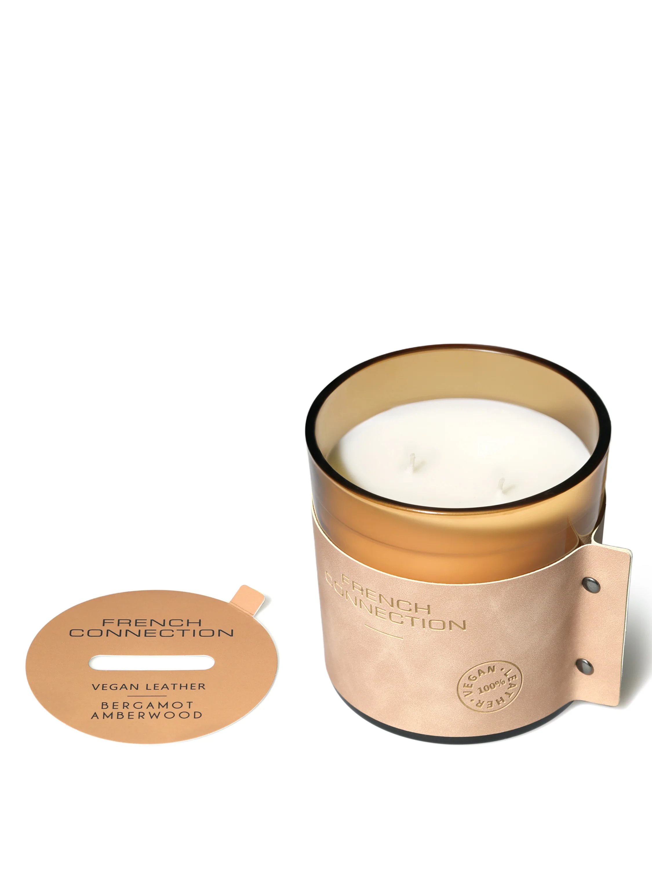 Bergamot & Amberwood Vegan Leather Candle - Image 2