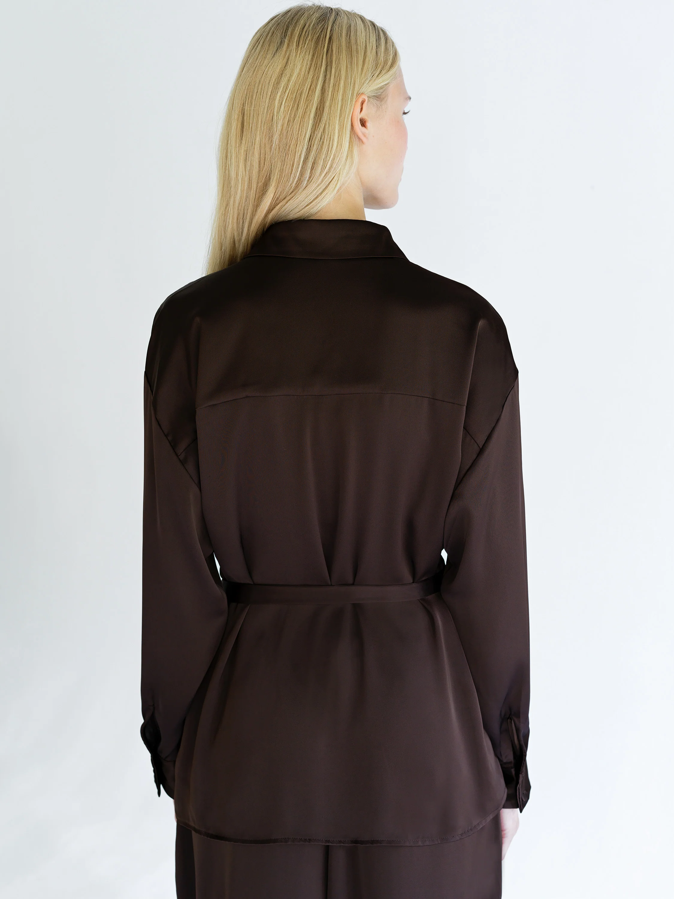 Bernadetta Satin Tie Belt Shirt - Image 3
