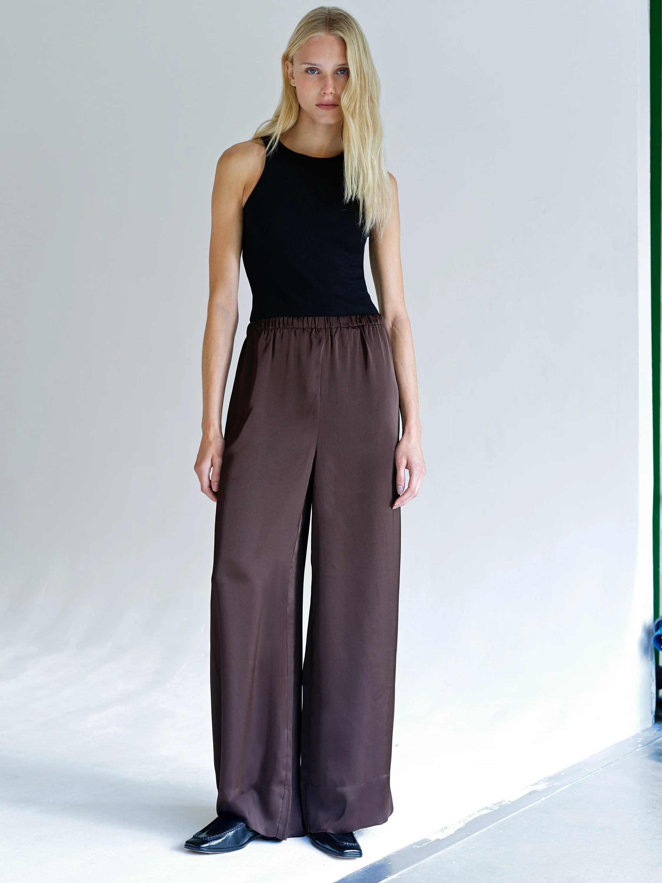 Bernadetta Satin Wide Leg Trousers - Image 2