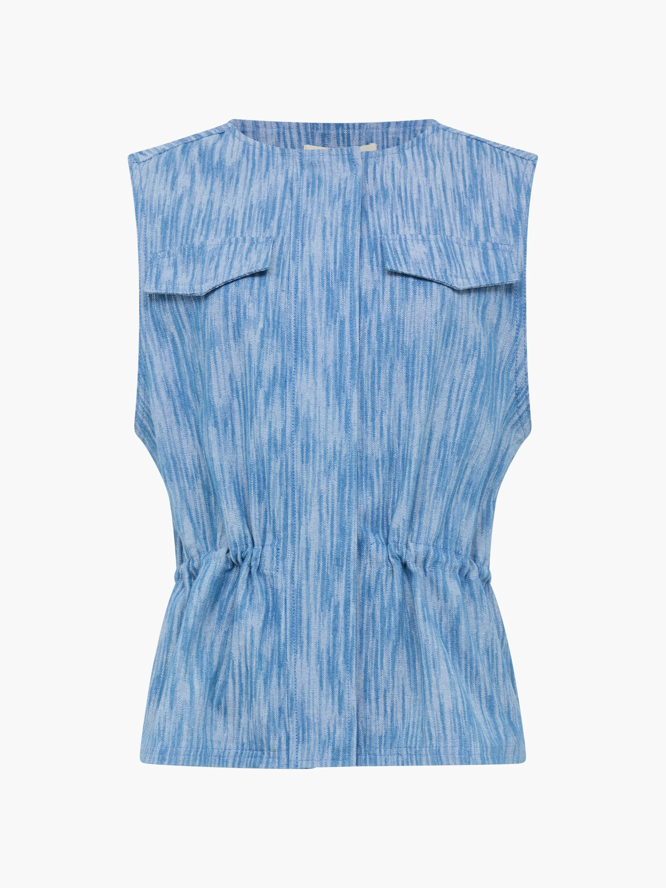 Bessie Textured Denim Cinched Waistcoat - Image 6