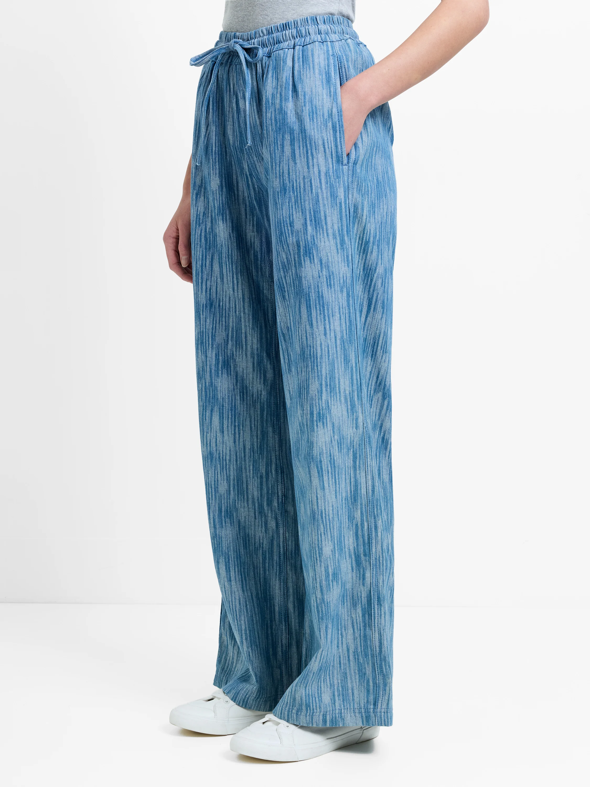 Bessie Textured Denim Wide Leg Trousers - Image 5