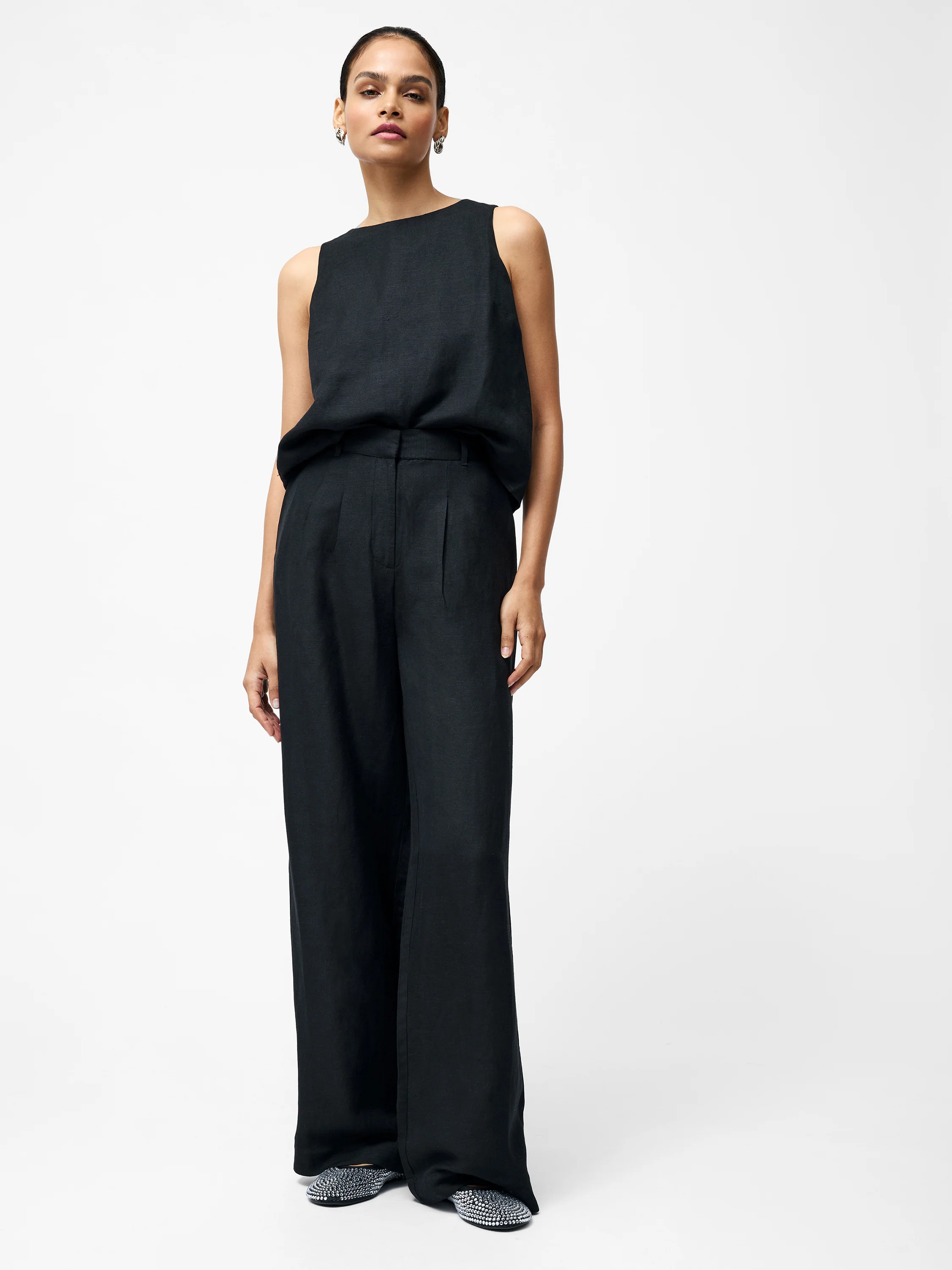 Birdie Linen Wide Leg Trousers - Image 2