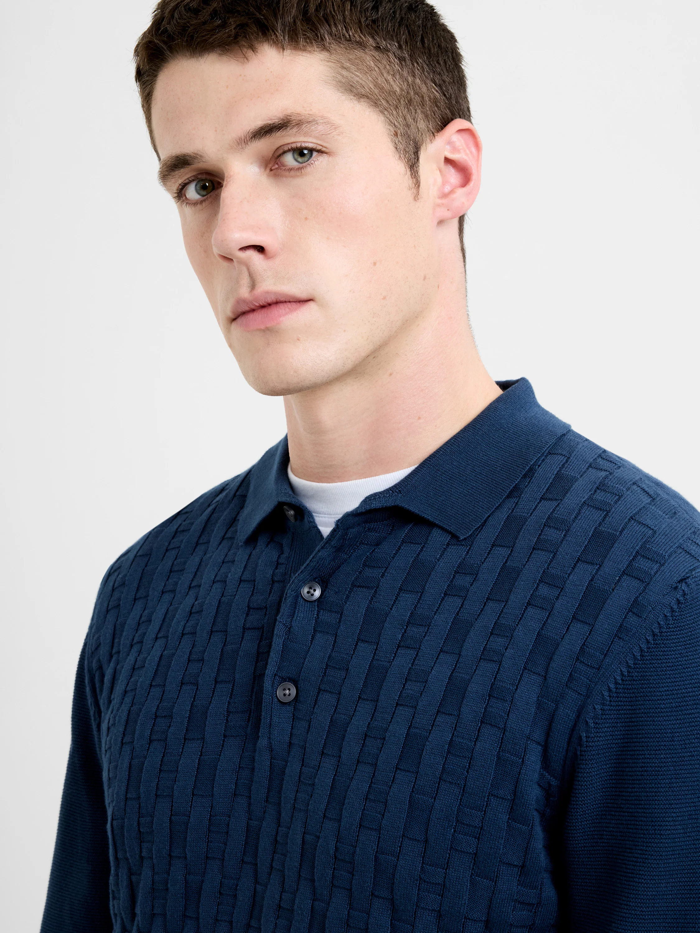 Box Knit Long Sleeve Polo Collar Jumper - Image 2