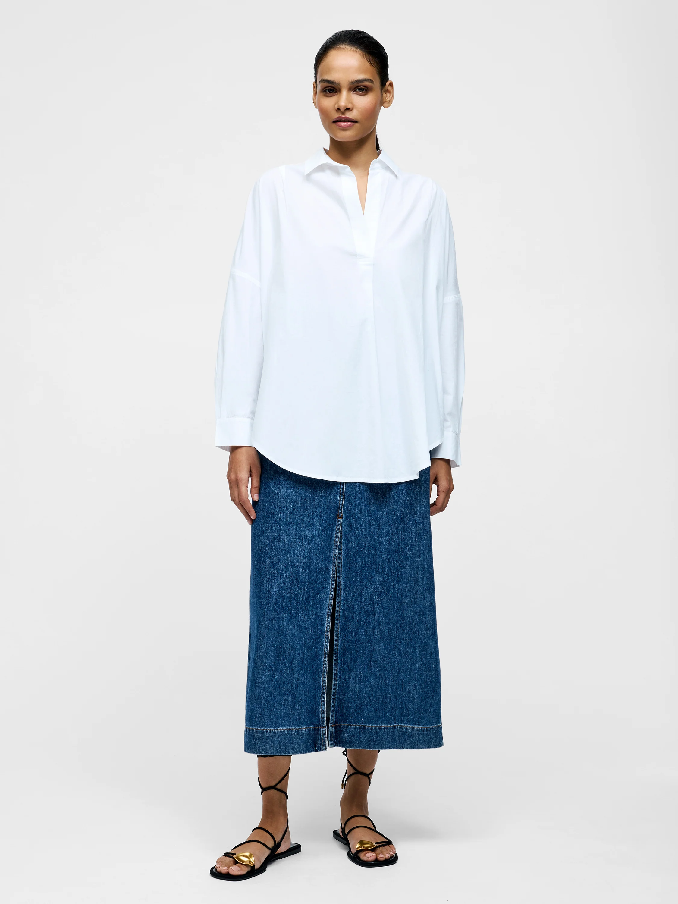 Broderie Back Long Sleeve Popover Shirt - Image 4