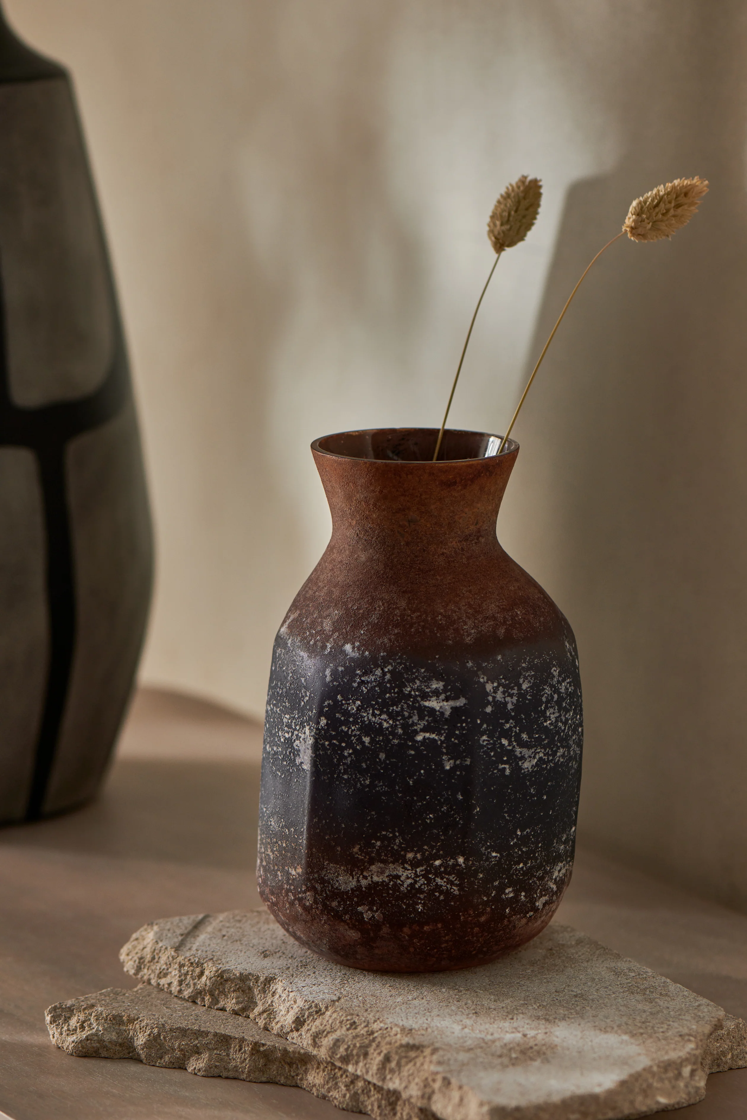 Brown Rust Effect Glass Vase - Image 2