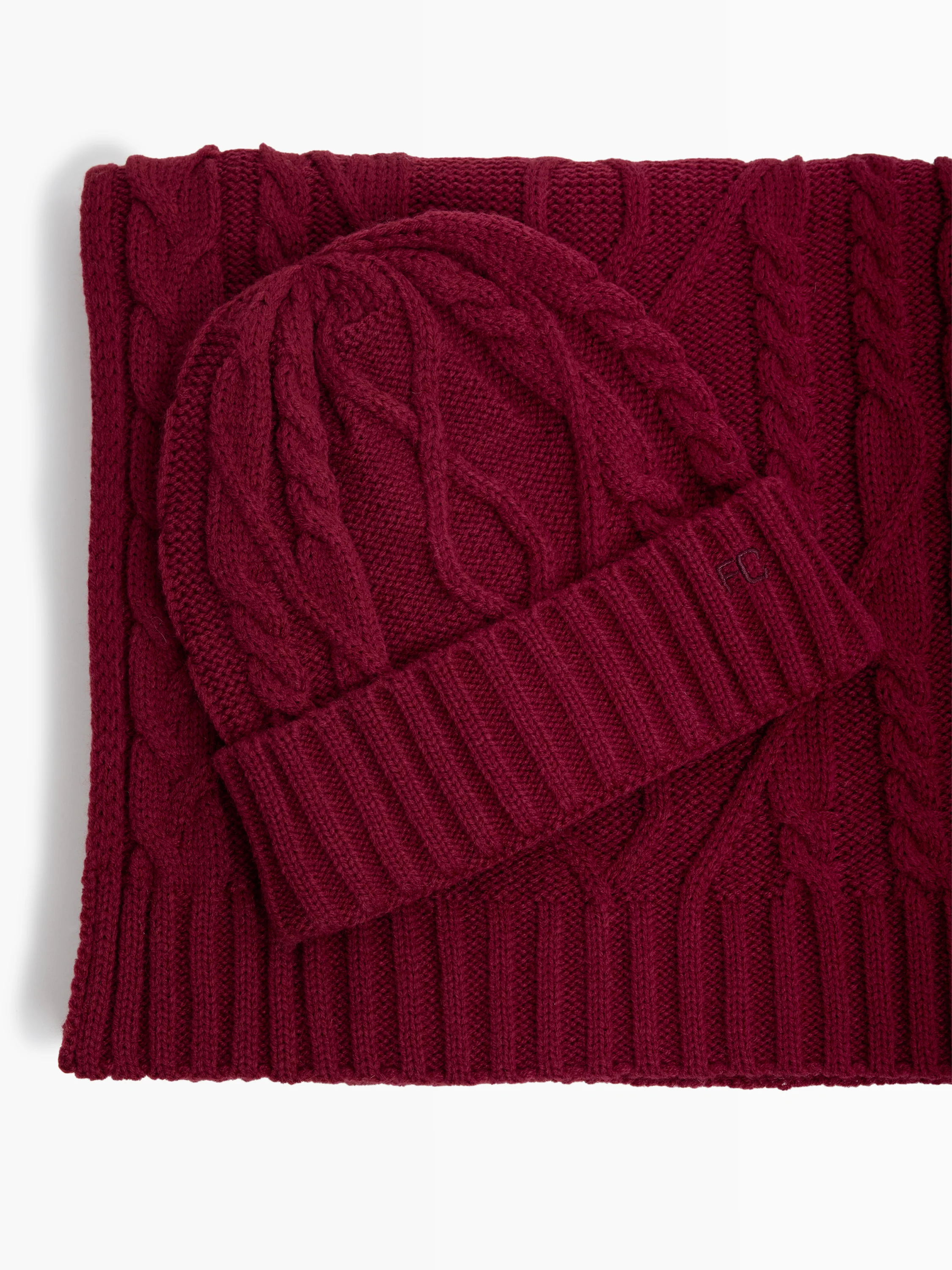 Cable Knit Scarf and Beanie Set