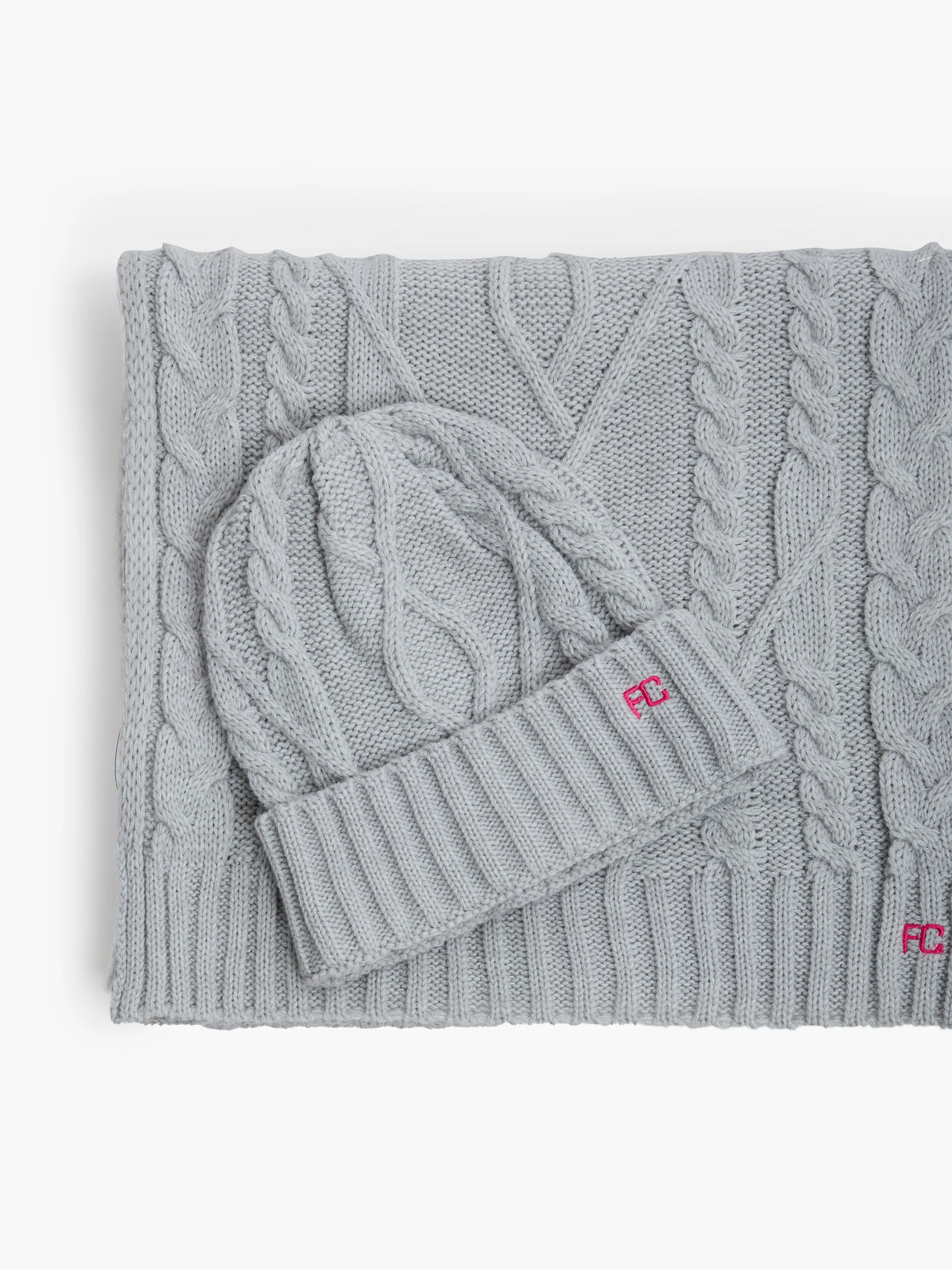 Cable Knit Scarf and Beanie Set