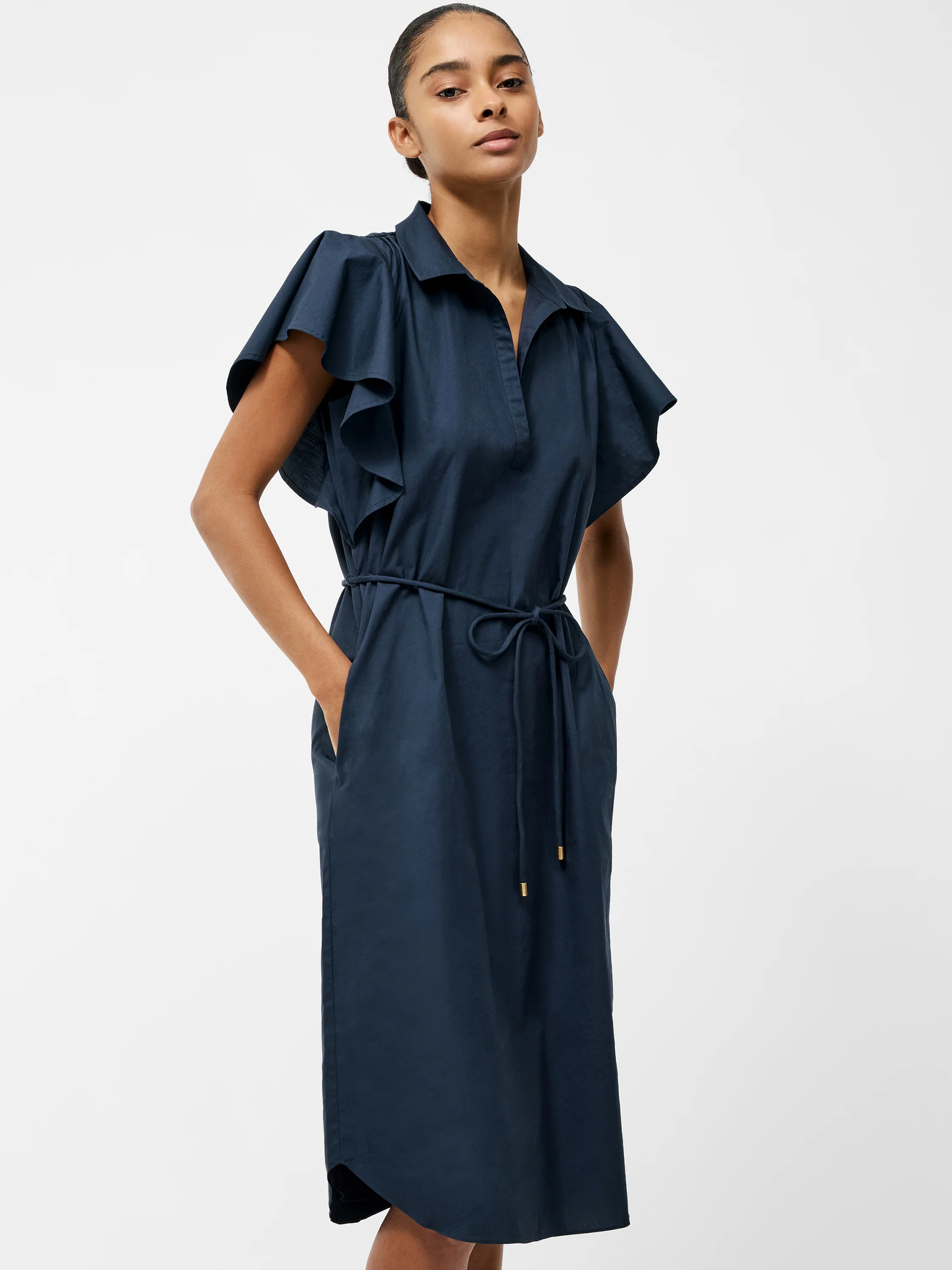 Cambria Cotton Belted Midi Dress - Image 3
