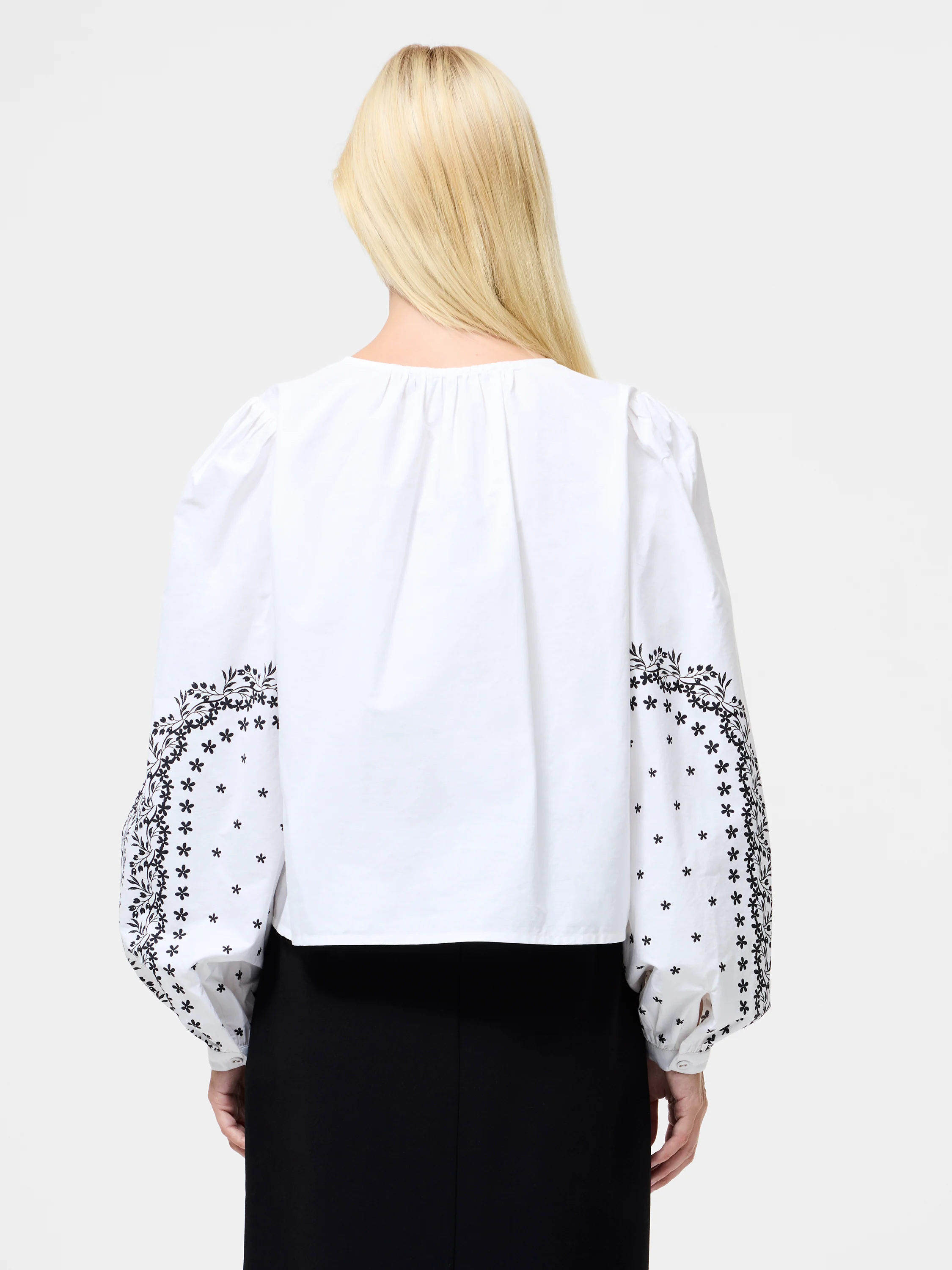 Cambria Cotton Floral Sleeve Tie Up Shirt - Image 4