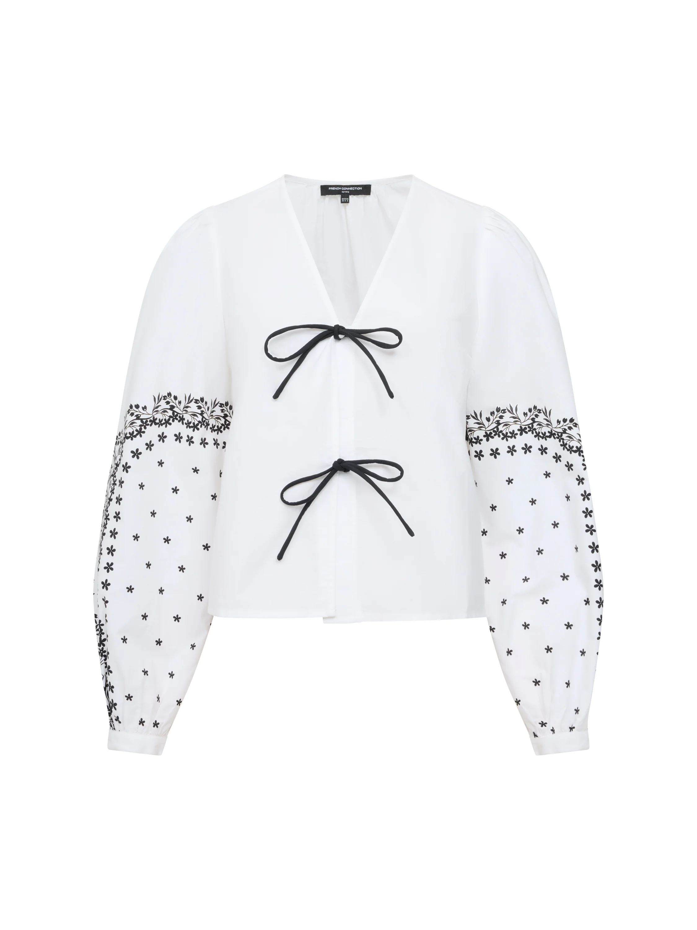 Cambria Cotton Floral Sleeve Tie Up Shirt - Image 5