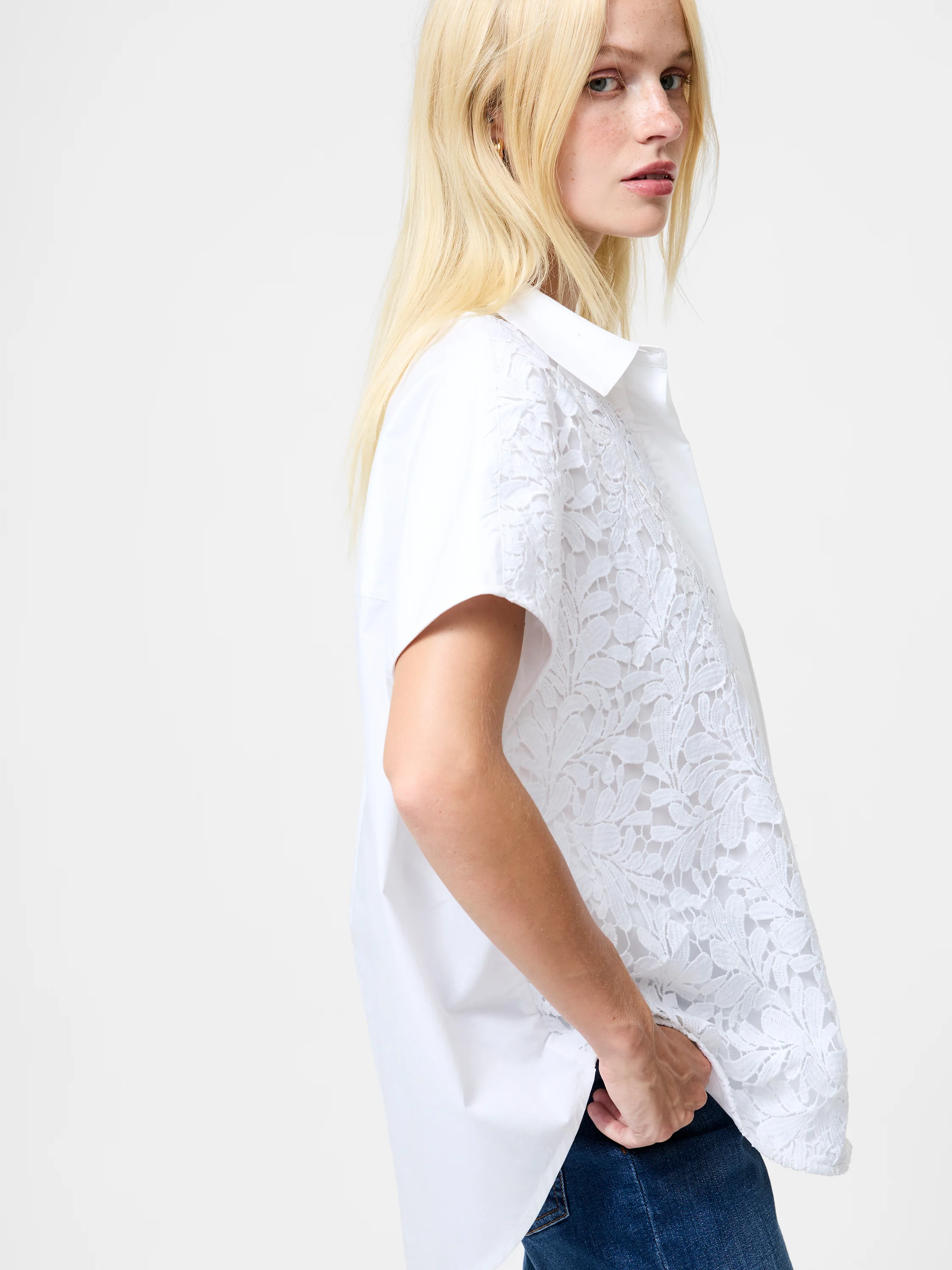 Cambria Cotton Half Lace Short Sleeve Shirt - Image 5